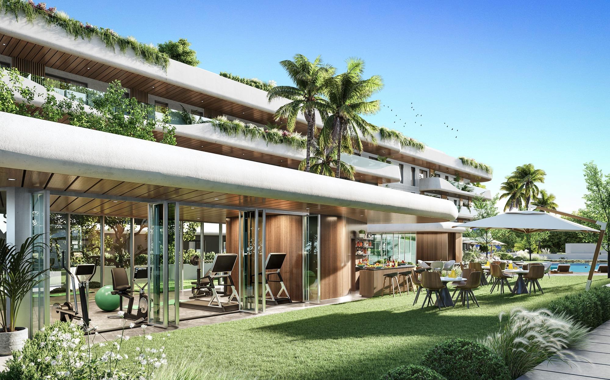 Open-plan living and dining area in 4-bedroom new-build apartment, San Pedro, Marbella