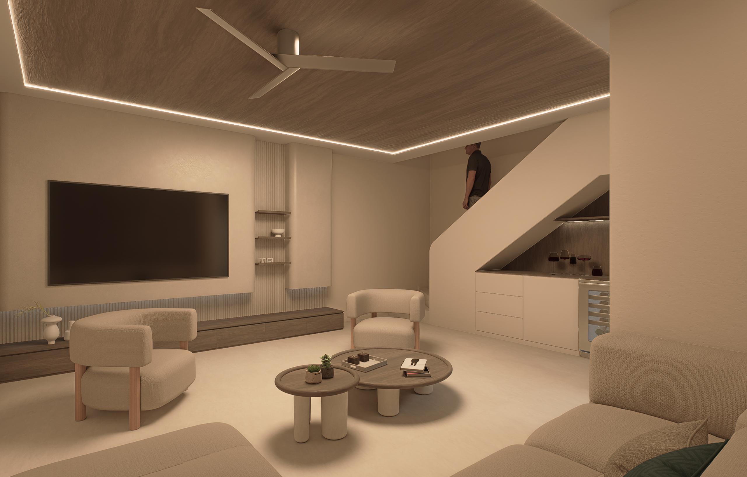 Rear exterior of new-build villa with garden and pool surroundings, Monte y Mar