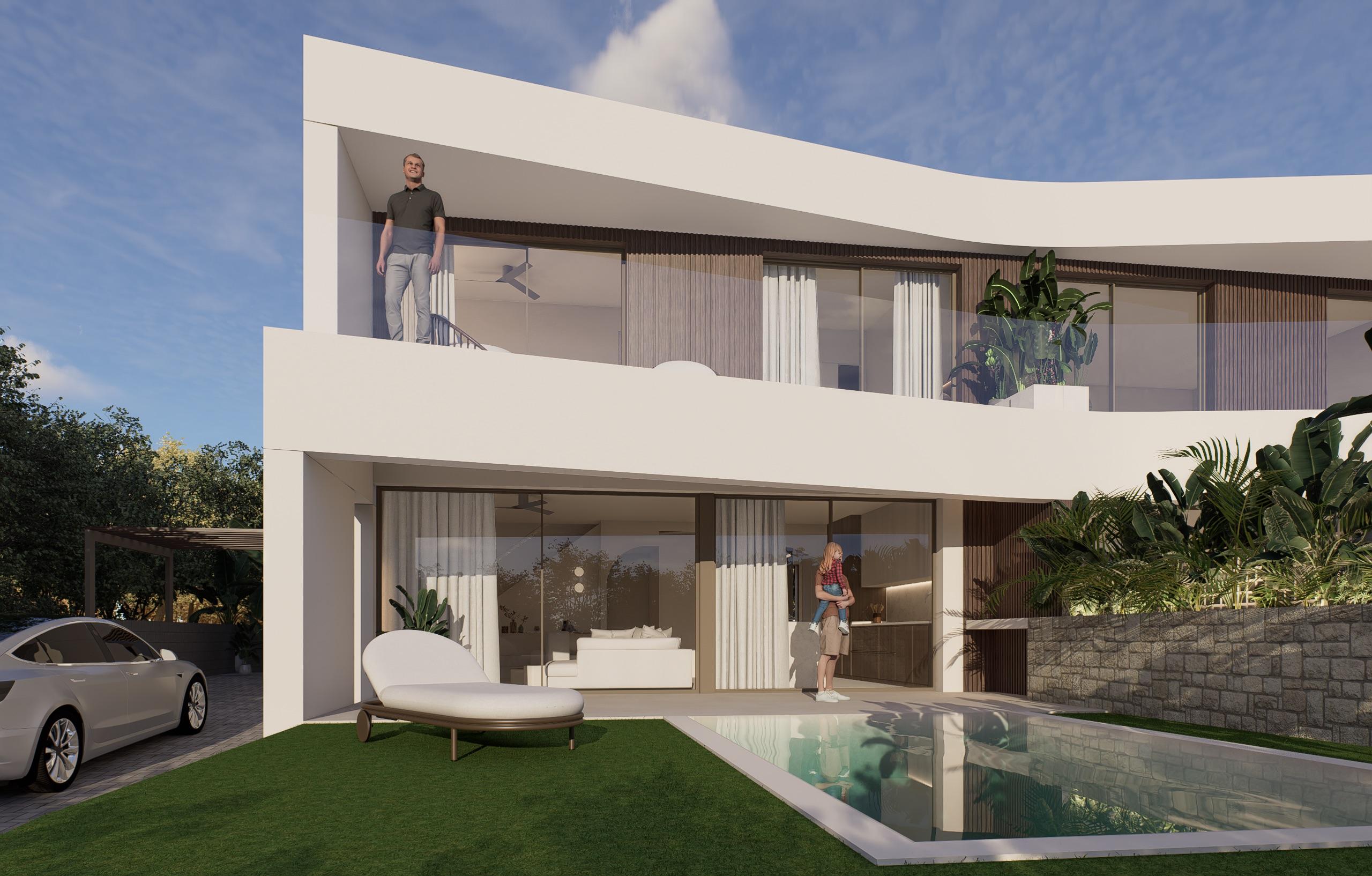 Overview of 8-villa new-build development with individual plots, Monte y Mar