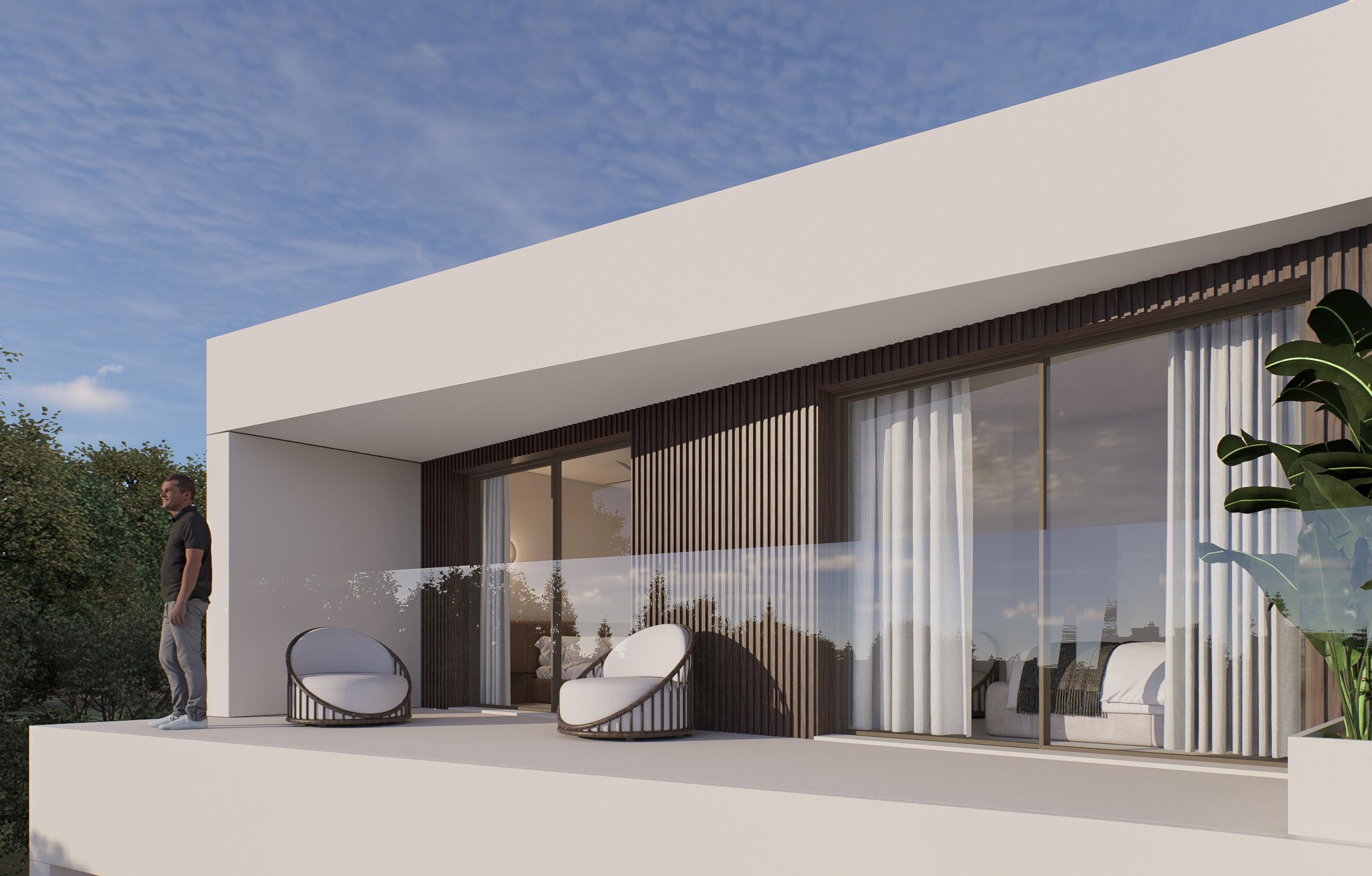 Main double bedroom with built-in wardrobes in new-build villa, Monte y Mar