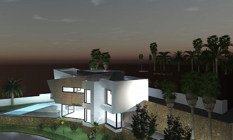 Exterior facade and entrance of new-build villa, Maryvilla, Calpe