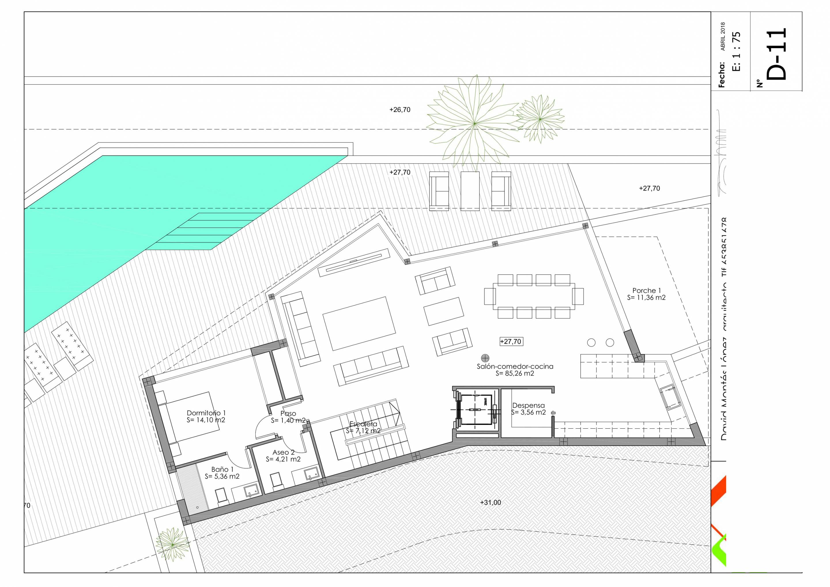 Floor plan showing ground-floor layout of 4-bedroom villa, Maryvilla, Calpe