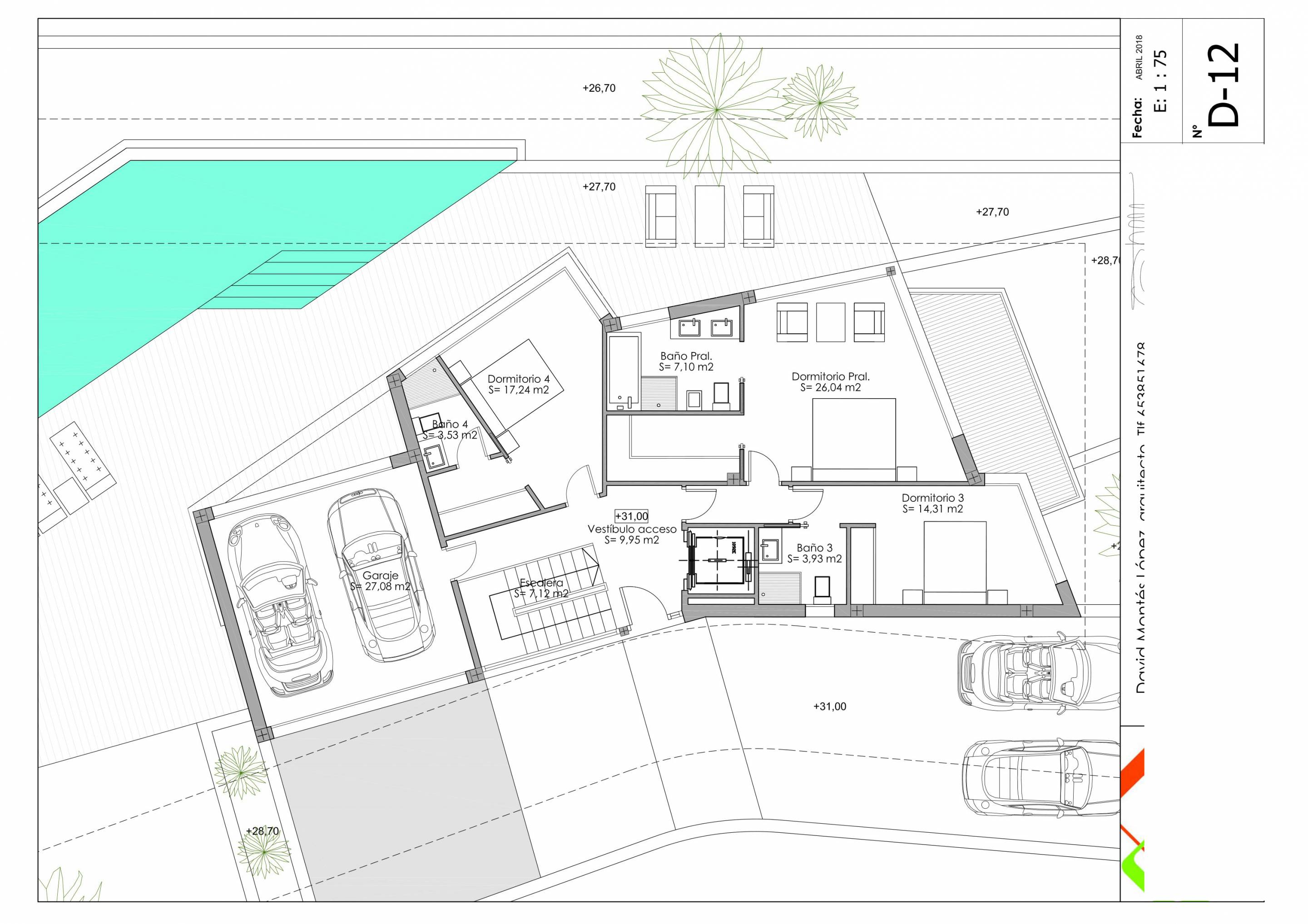 Floor plan showing upper-floor layout of 4-bedroom villa, Maryvilla, Calpe