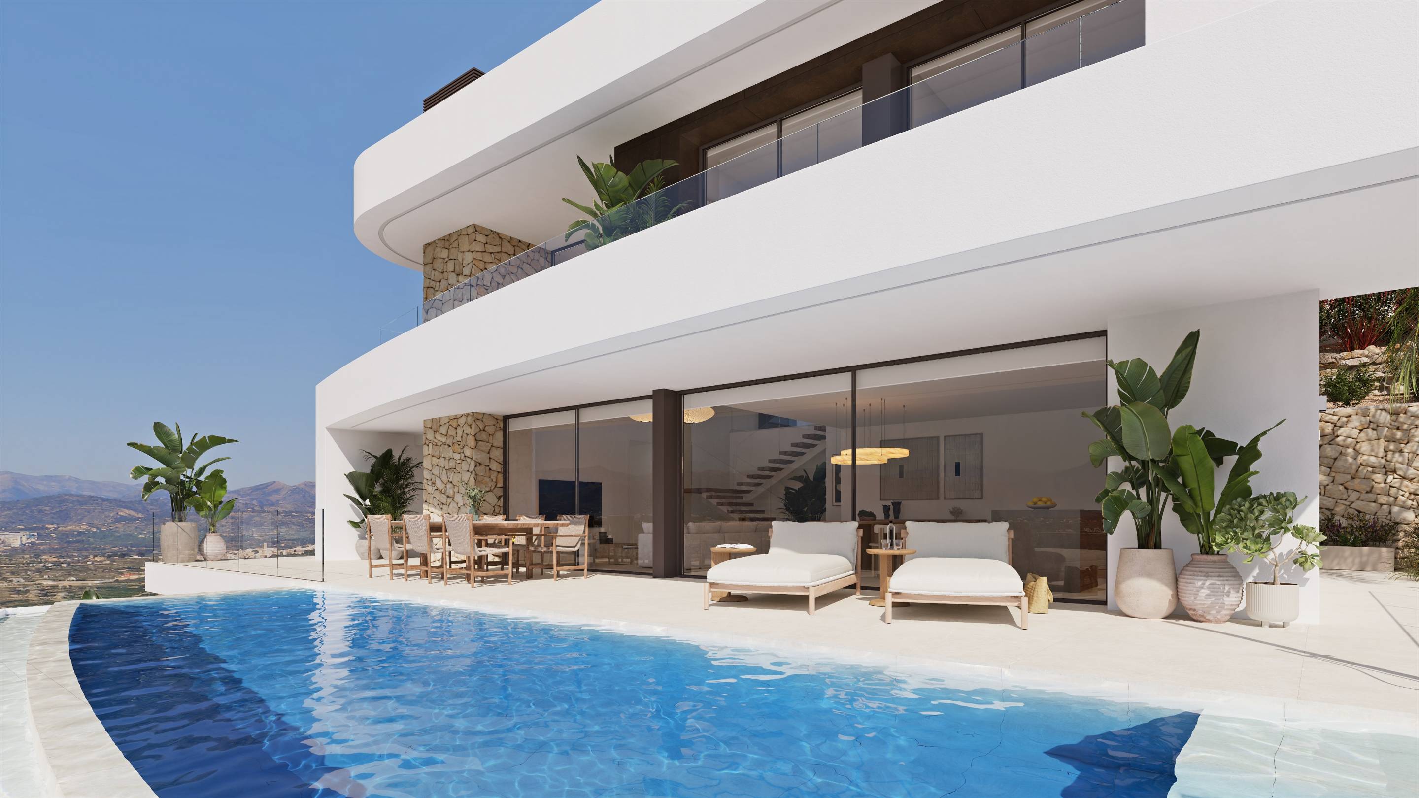 Terrace with sea views in new-build villa, Cumbres del Sol, Benitachell