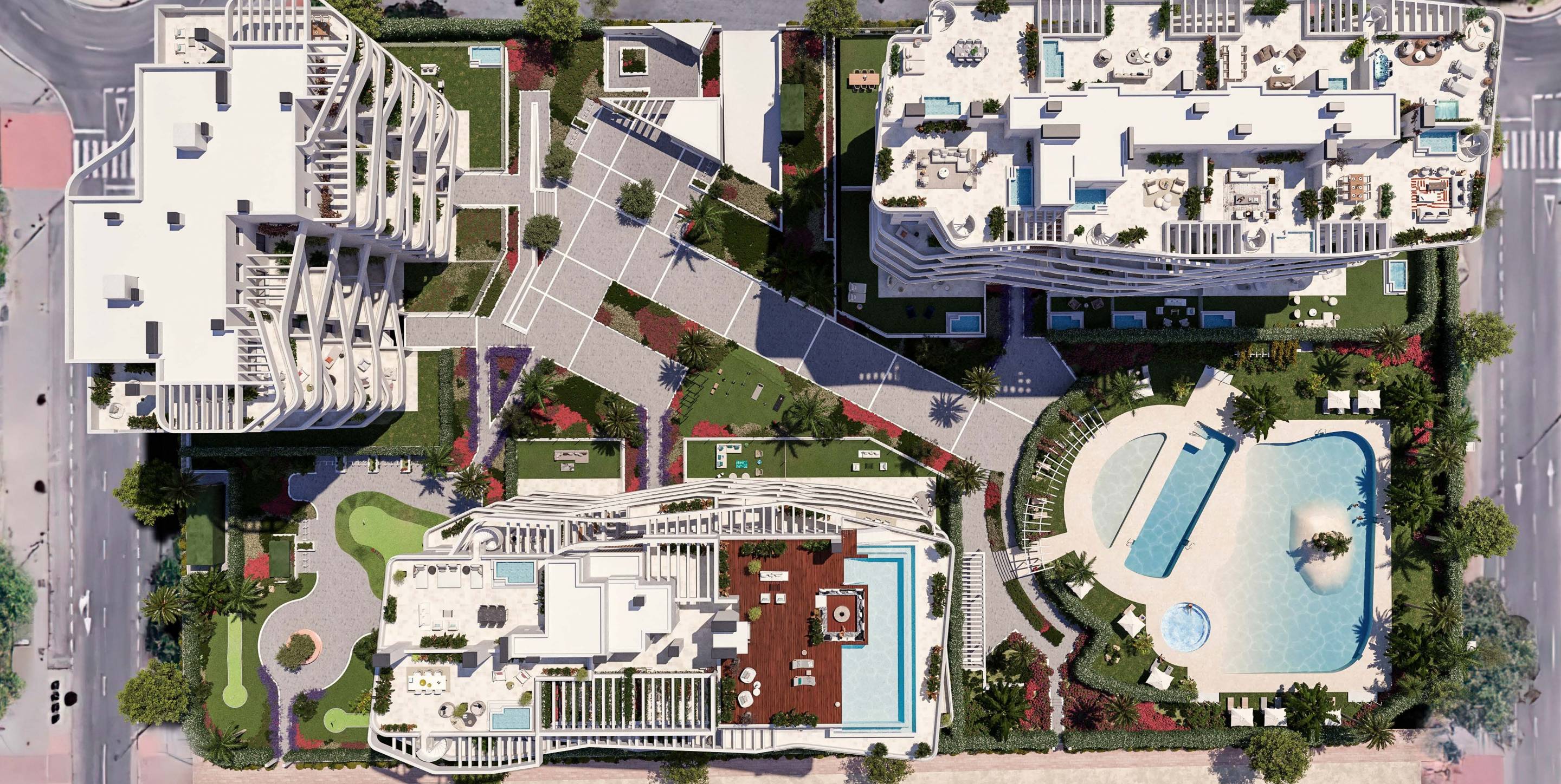 Exterior of new-build development in Playas Del Torres, Villajoyosa showing entrance