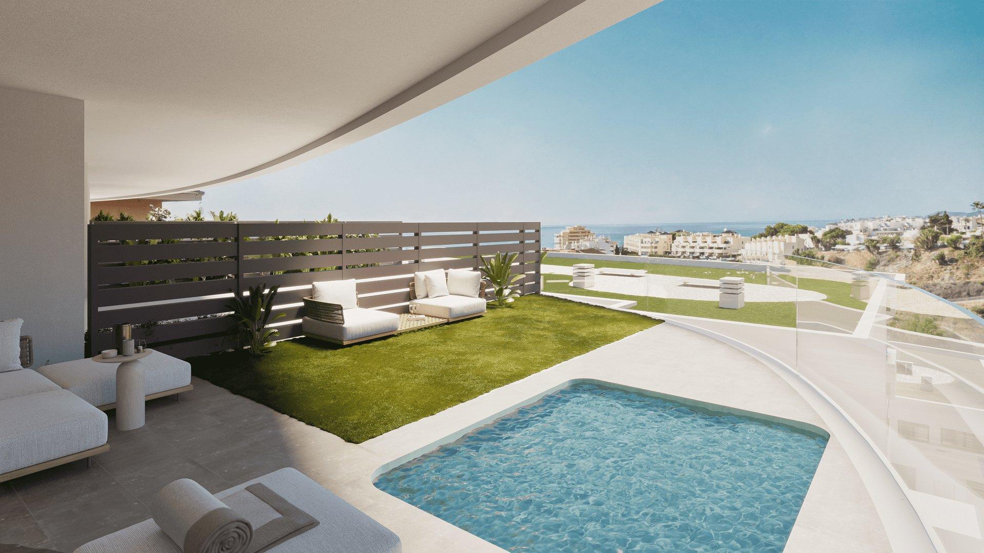 Main bedroom with built-in wardrobes in new-build townhouse, El Higuerón