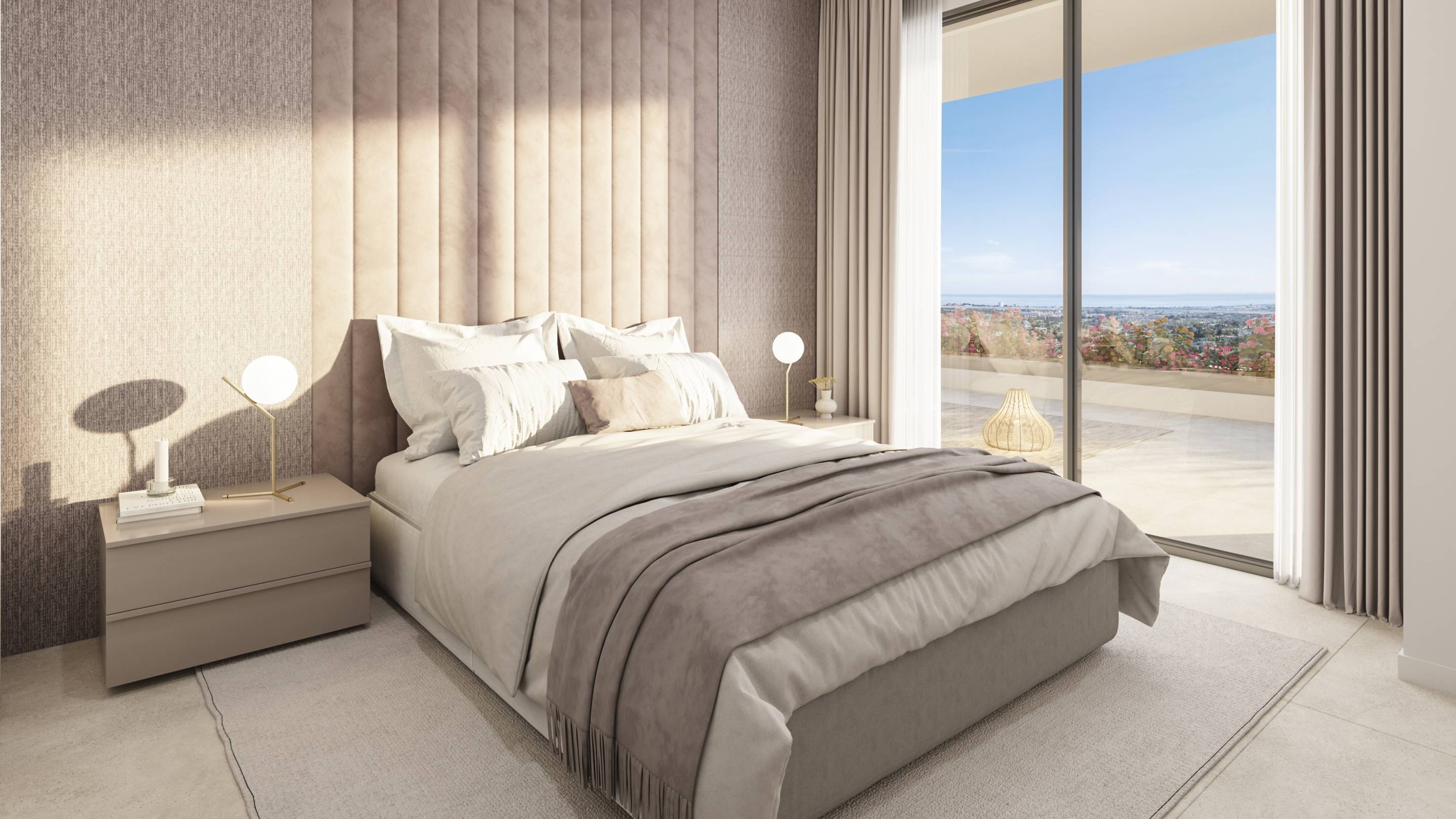 En-suite bathroom with walk-in shower in penthouse master bedroom, La Quinta