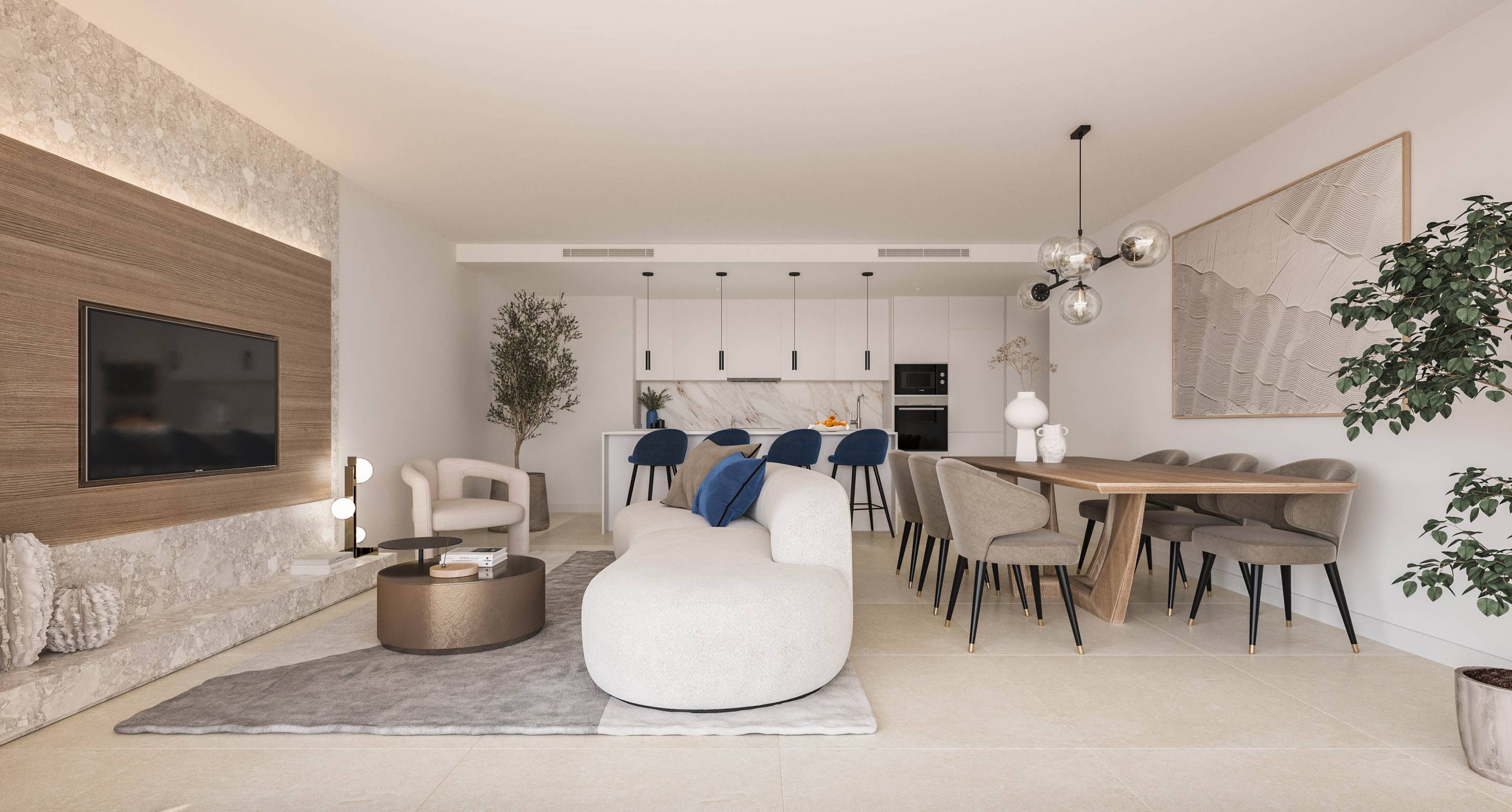 Kitchen worktop and cabinetry detail in new-build penthouse, Estepona