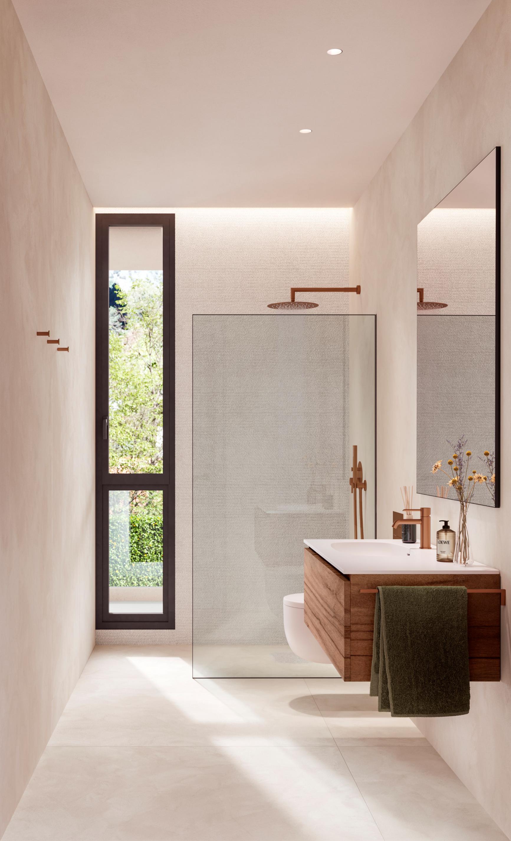 Interior detail showing wall and floor finishes in new-build townhouse, Málaga