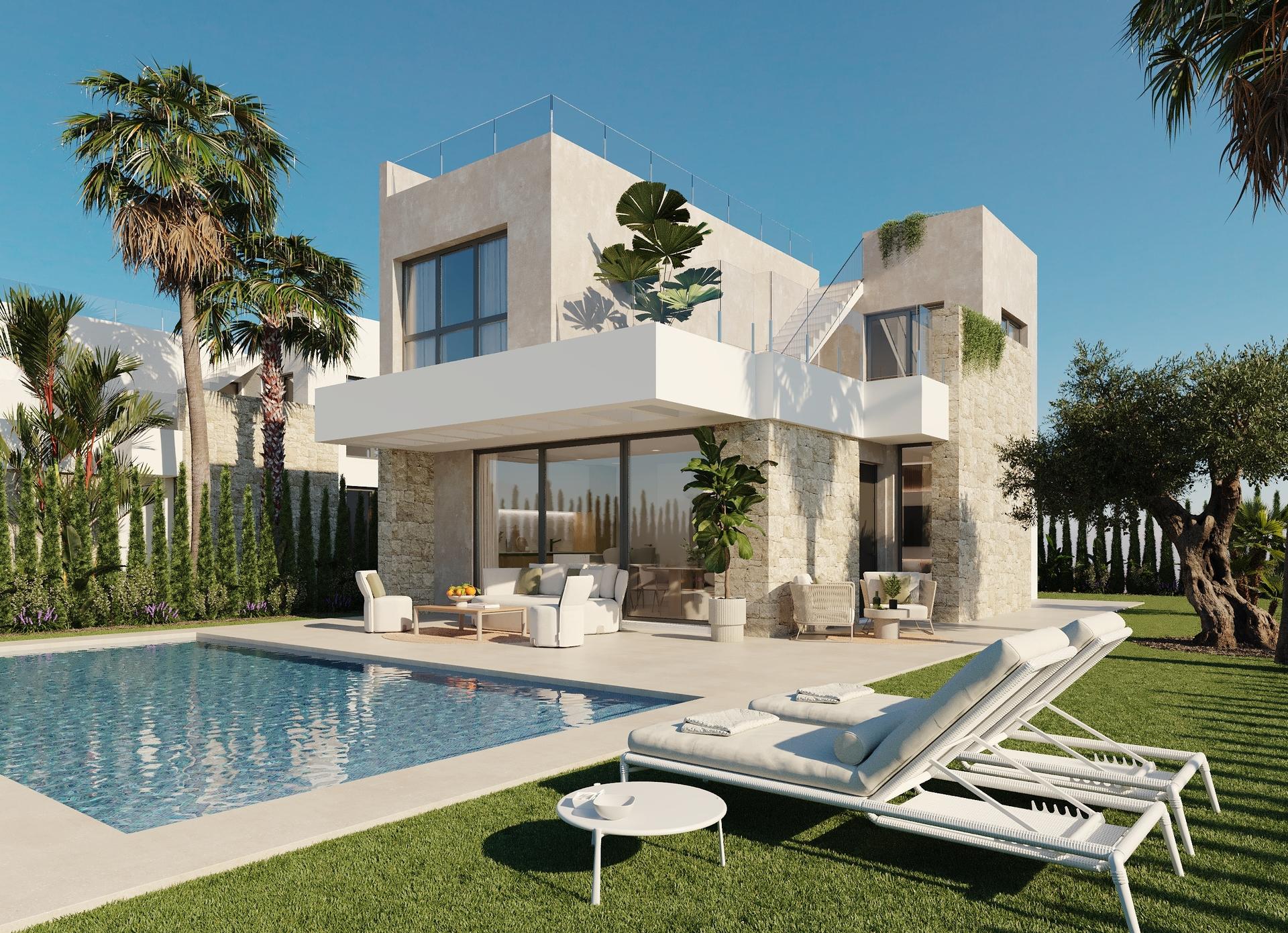 Landscaped private garden of new-build five-bedroom villa, Balcón de Finestrat