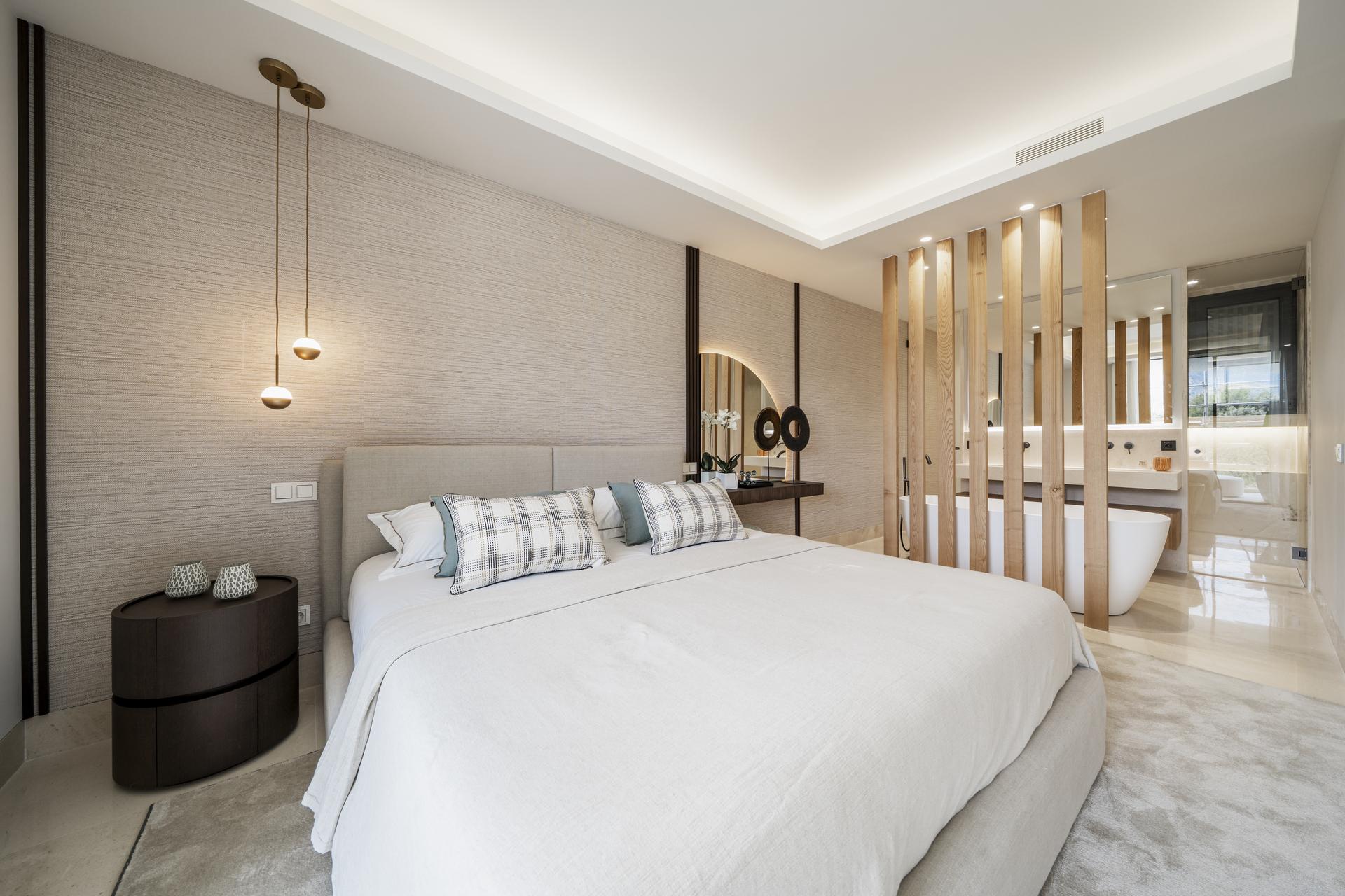 Communal pool with sun terracing in new-build complex, Aloha, Marbella