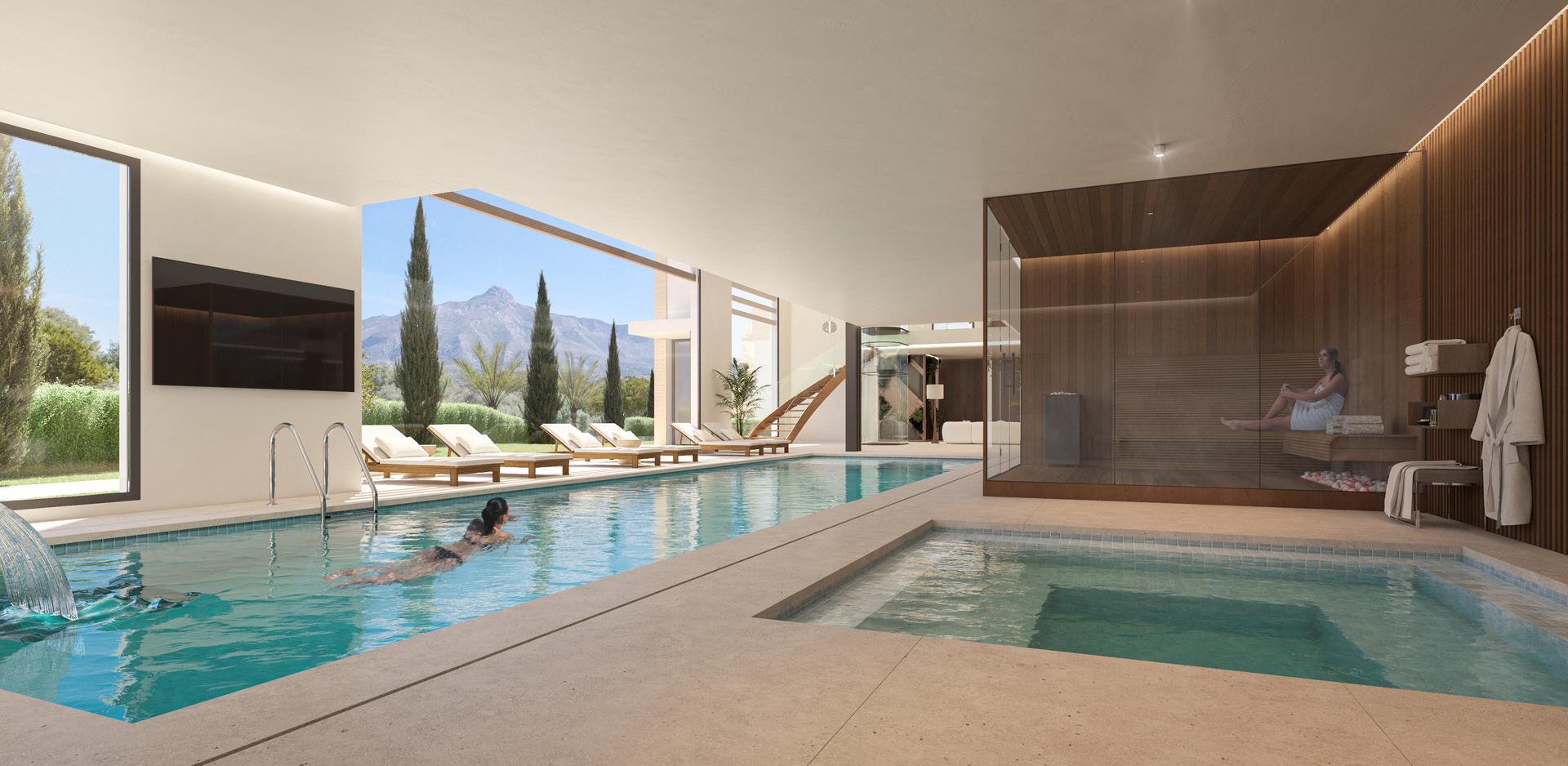 Kitchen with integrated appliances in new-build ground-floor apartment, Aloha, Marbella
