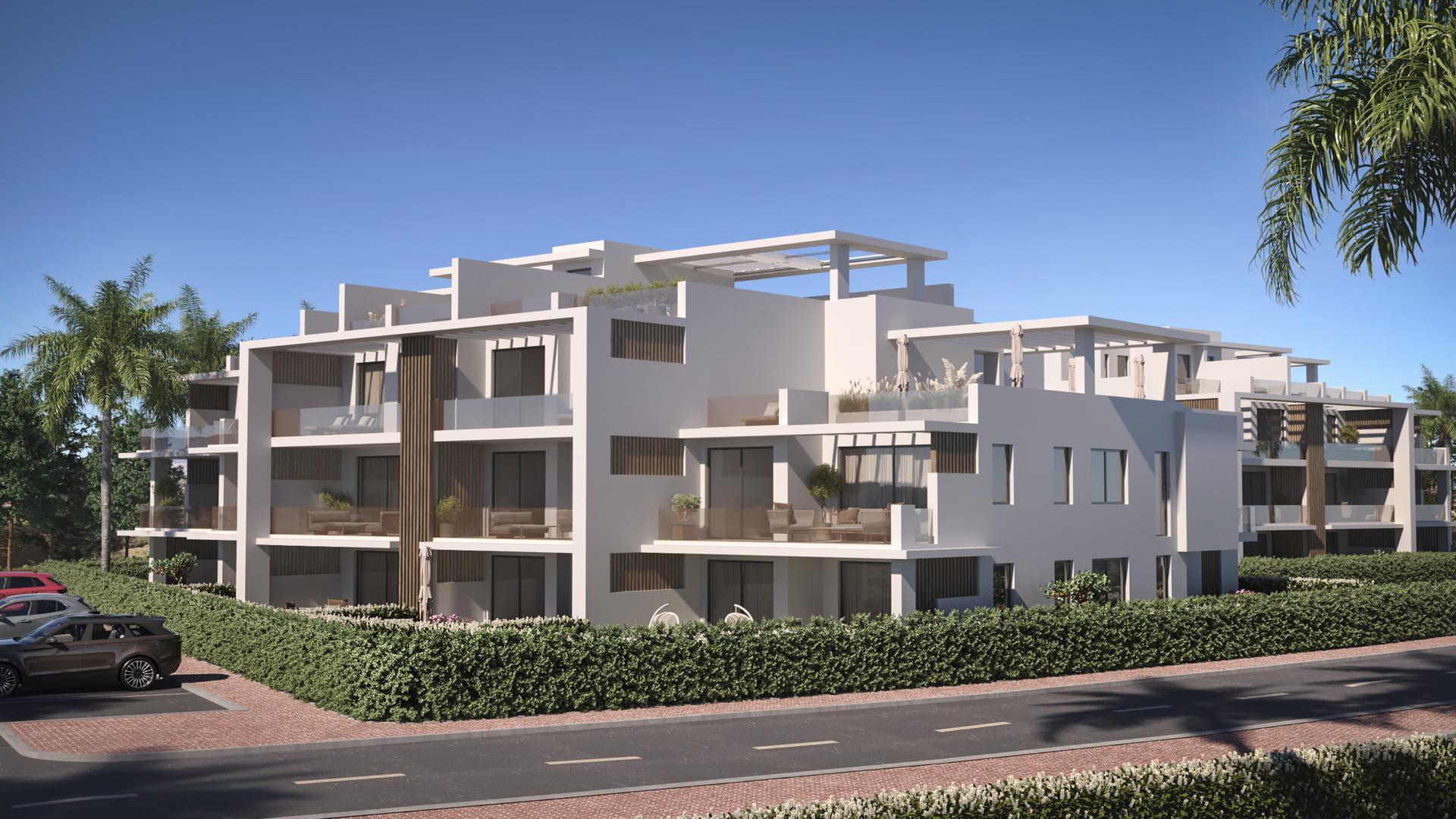 Open-plan living and dining area in 2-bedroom new-build apartment, Sotoserena