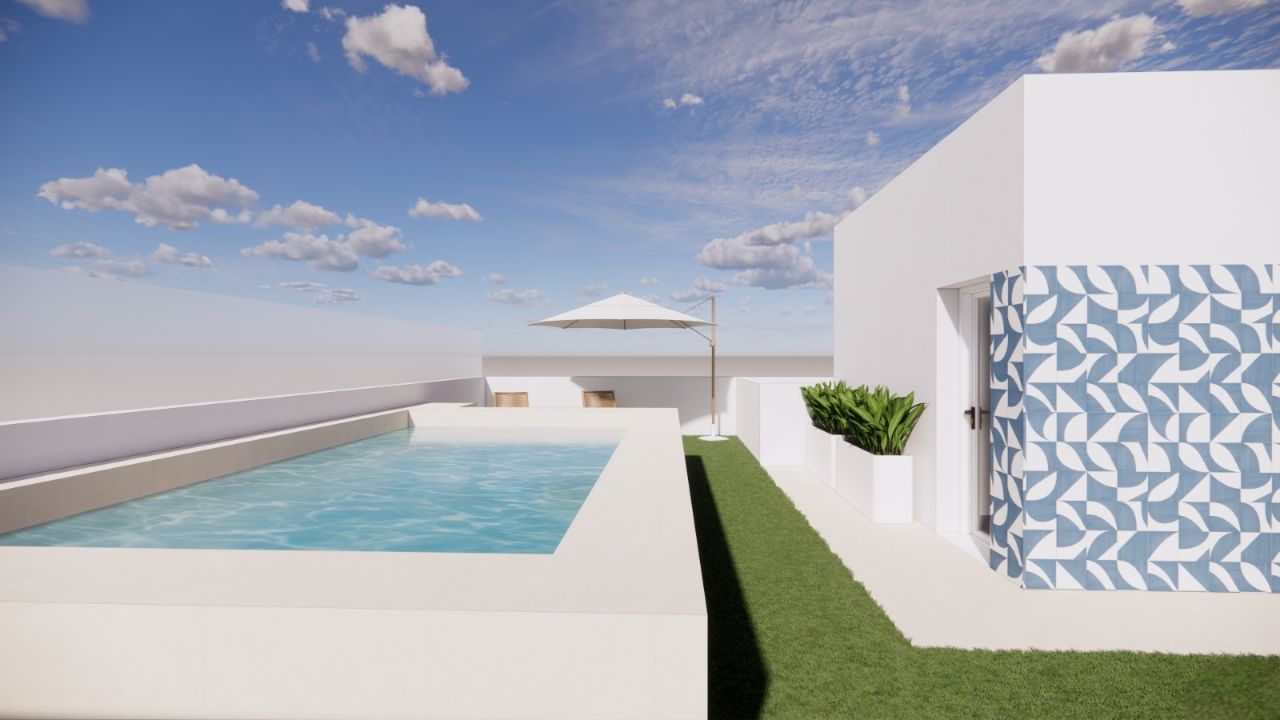 Bedroom interior with natural light, new-build apartment, El Mojón