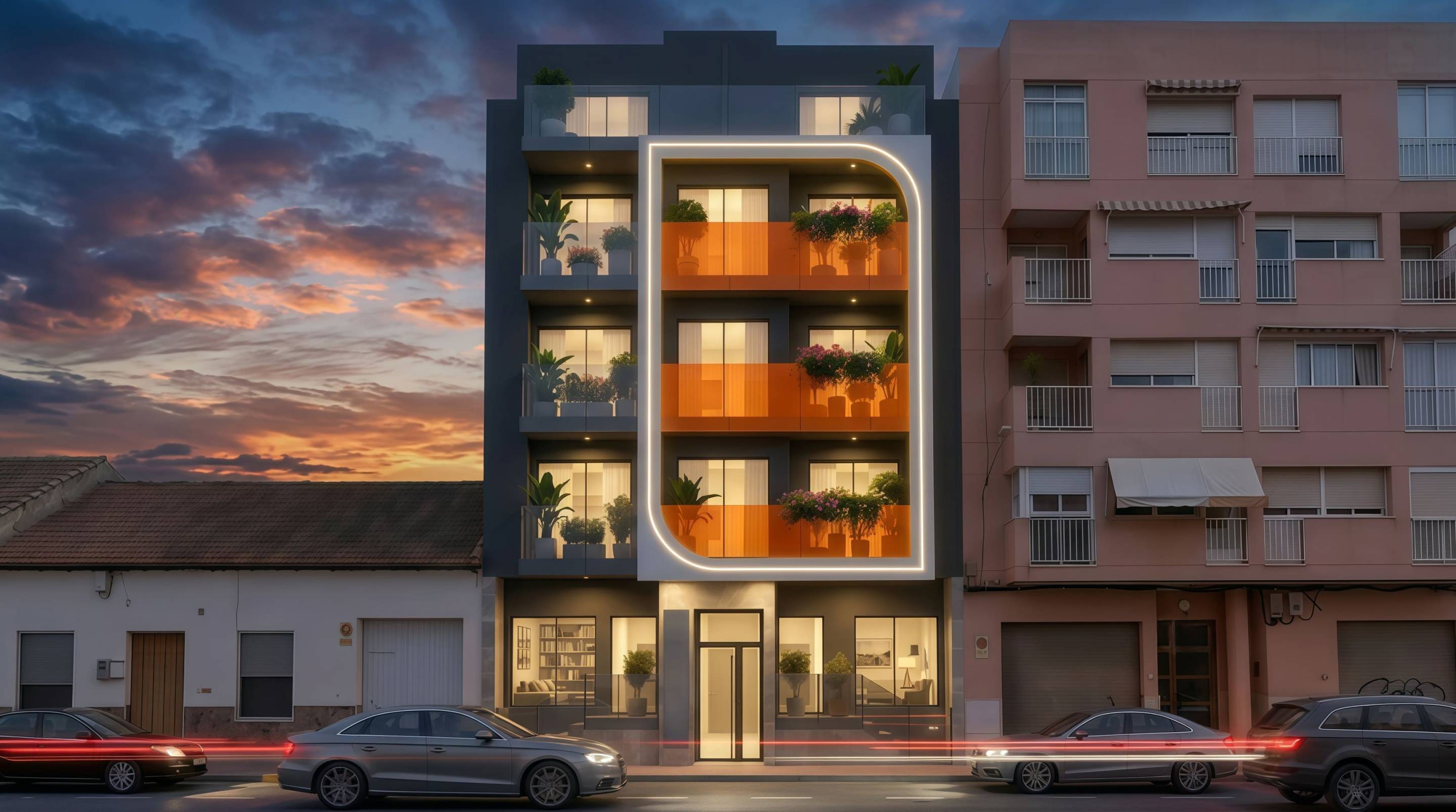 Communal garden or landscaping, new-build complex, Pueblo, Guardamar Del Segura