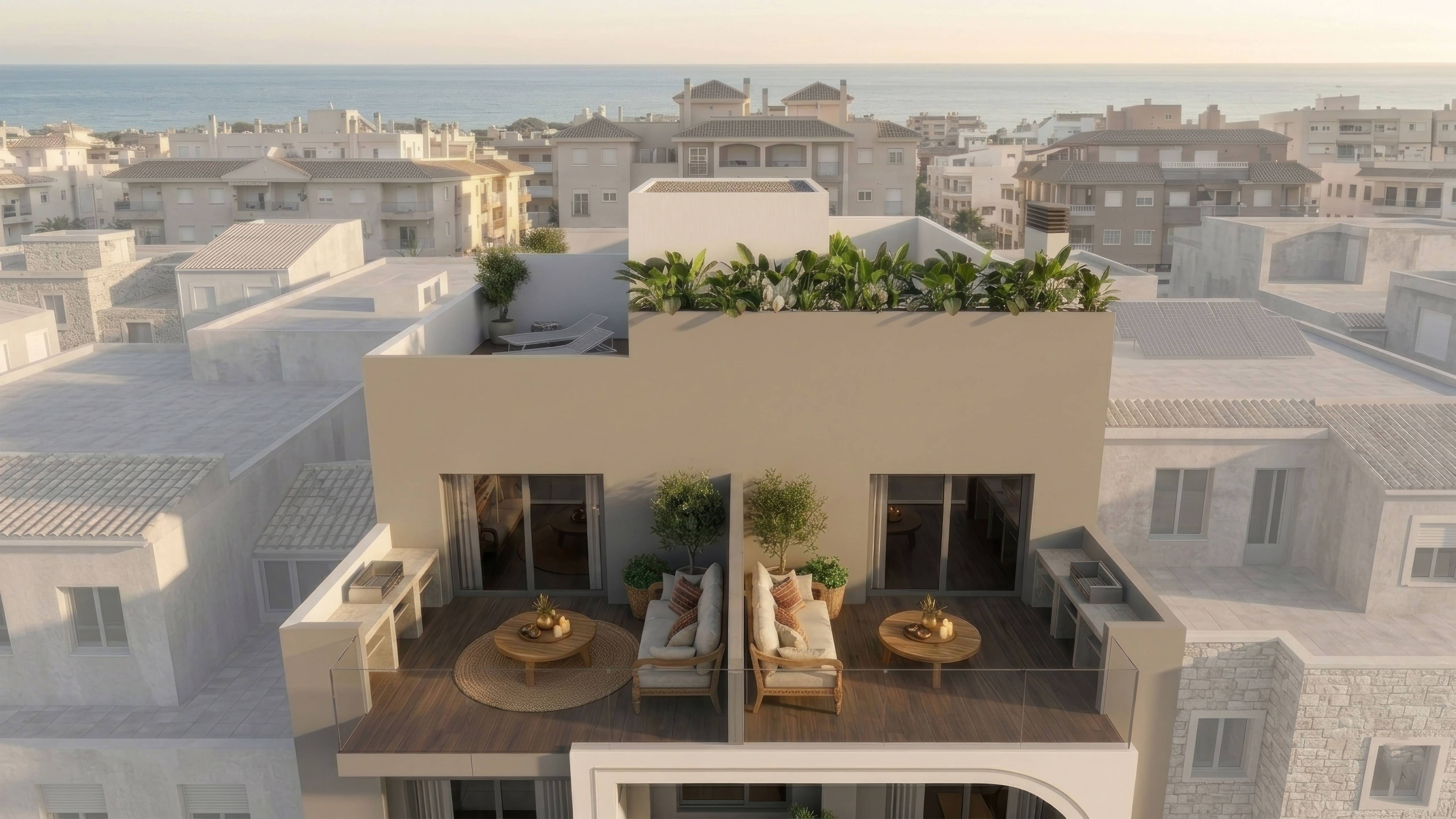 Open-plan living area in 2-bedroom penthouse, Pueblo, Guardamar Del Segura