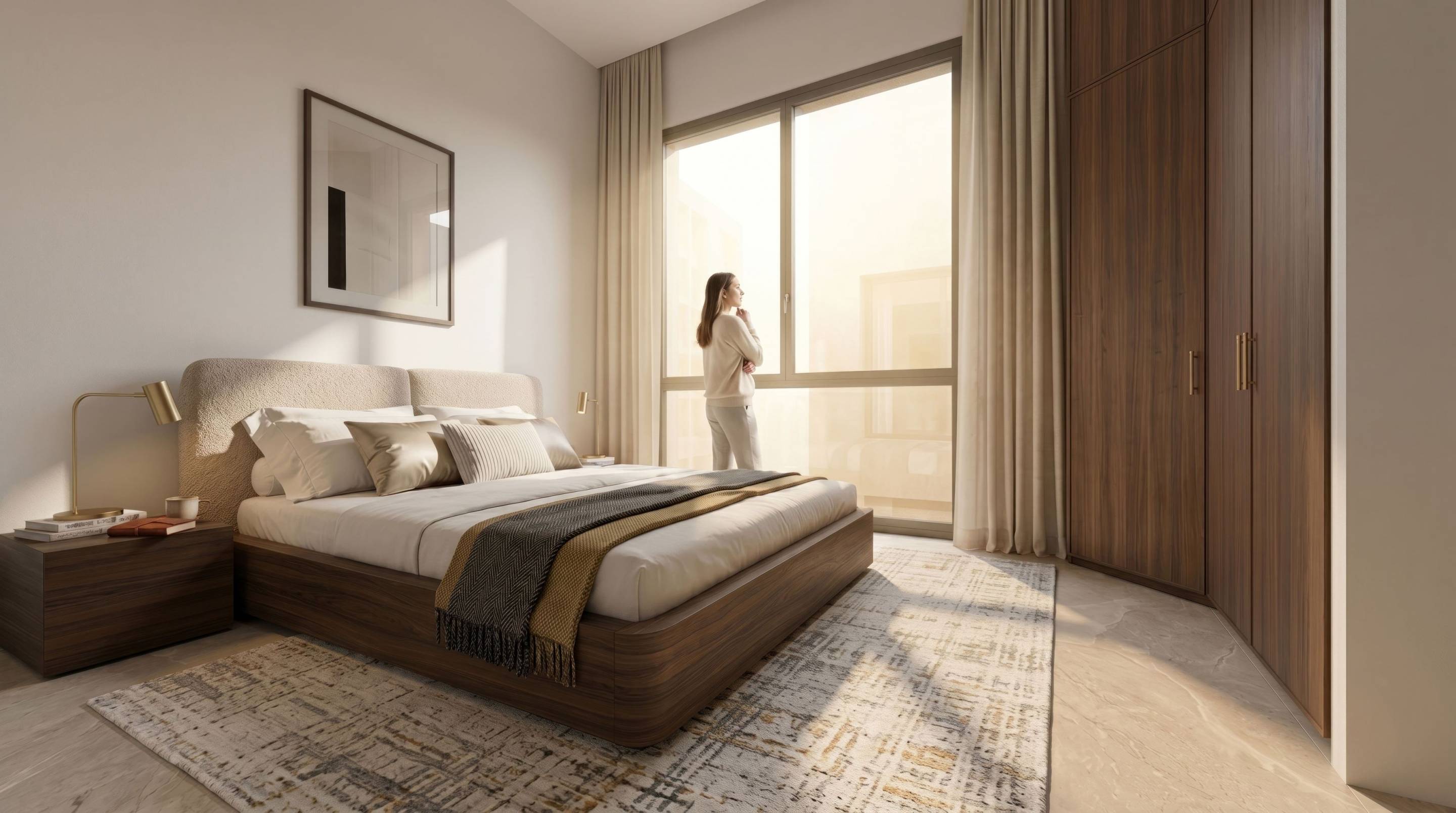 Bedroom with built-in wardrobes in 2-bedroom penthouse, Pueblo, Guardamar Del Segura