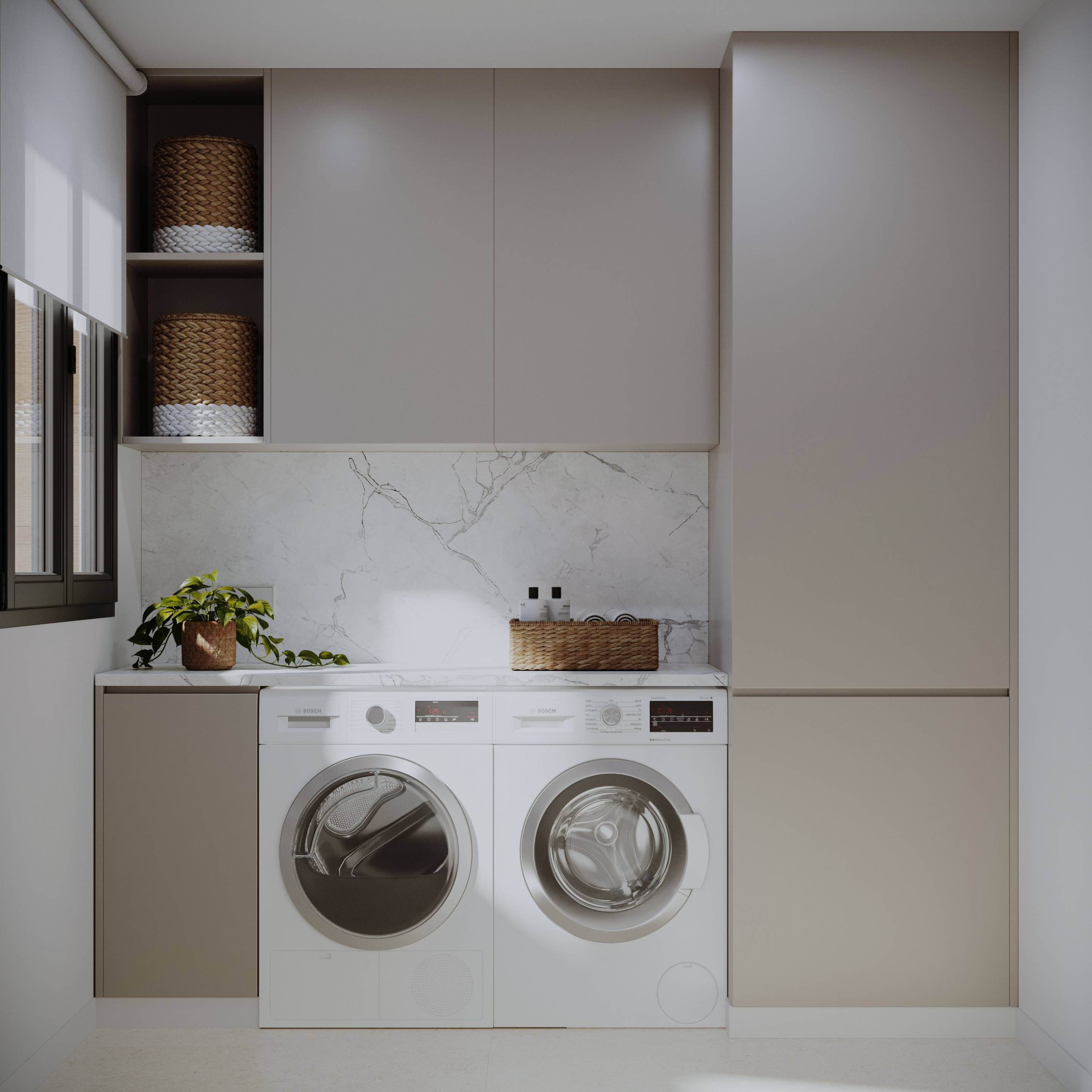 Kitchen detail showing integrated appliances, townhouse, Castillo de Sohail