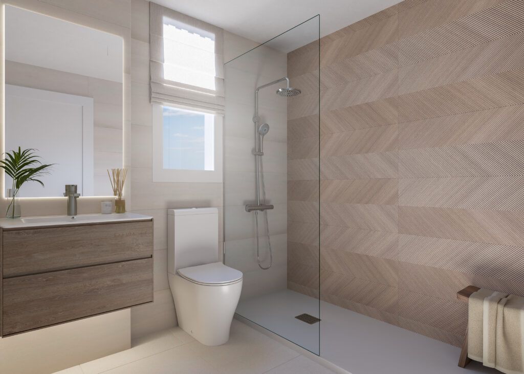 Bathroom with contemporary fittings in new-build apartment, Centro, Estepona