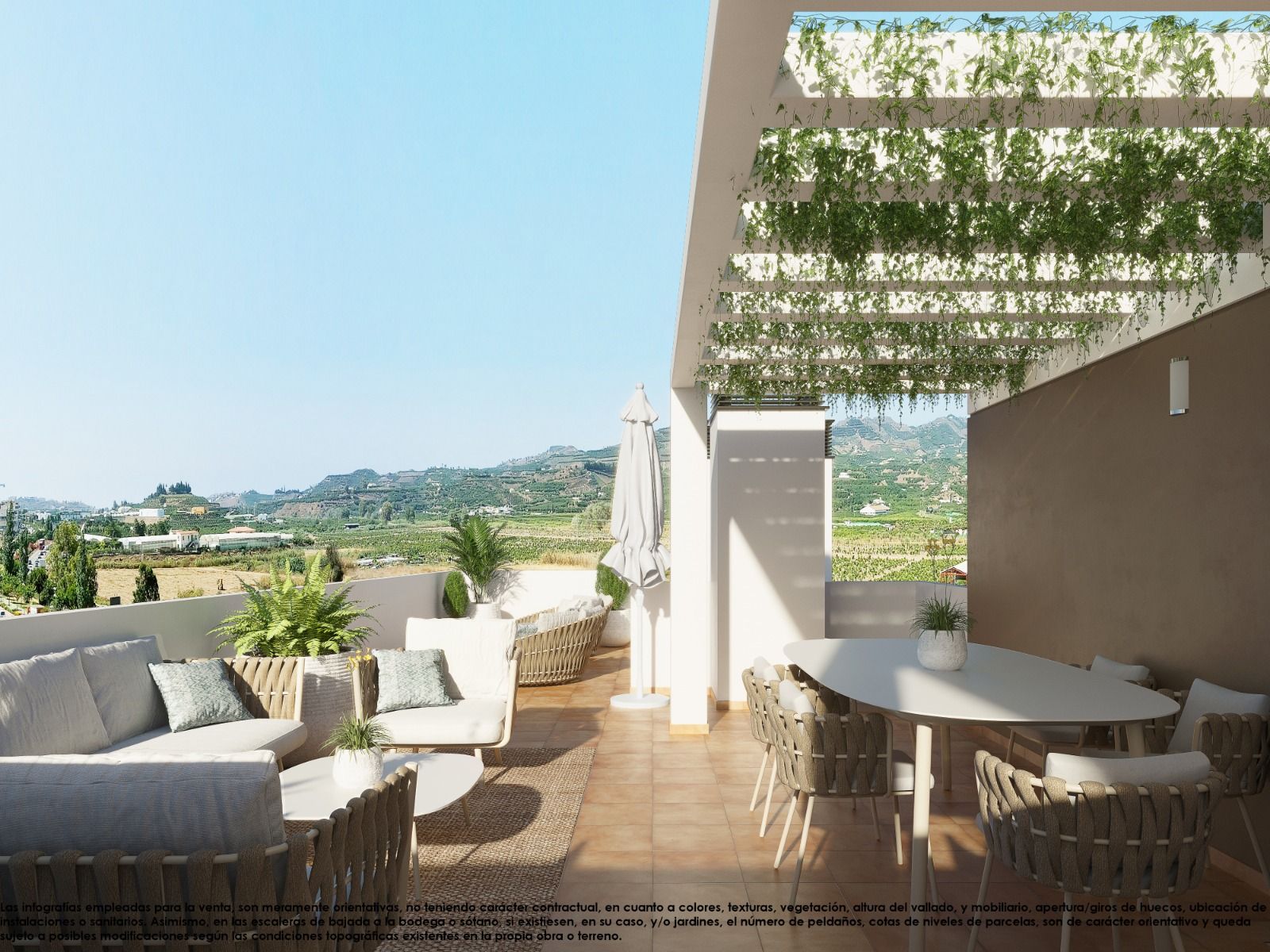 Open-plan living and dining area with large windows in 3-bedroom penthouse, Camino Viejo de Málaga