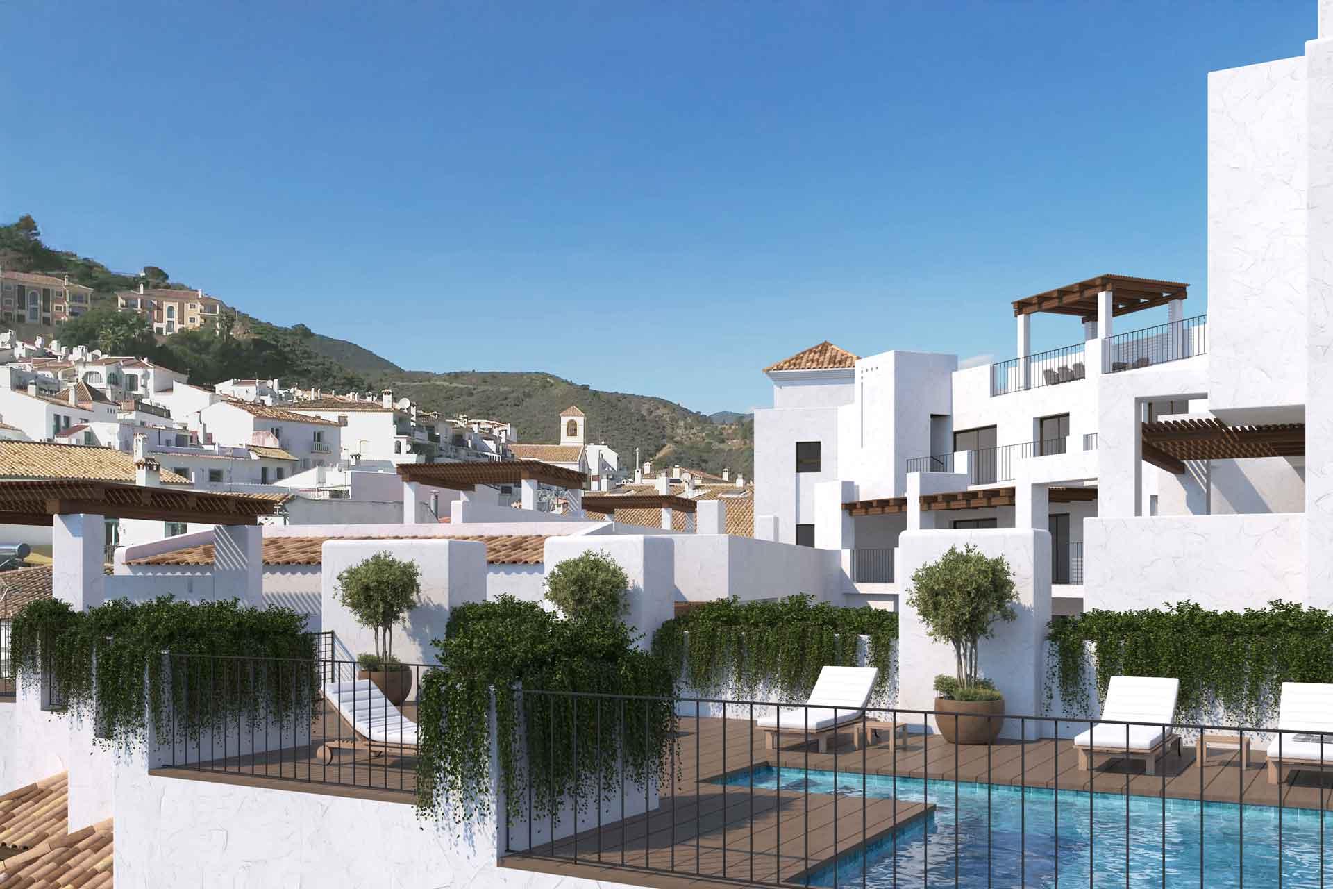 Kitchen with integrated appliances in new-build apartment, Cortés, Benahavis