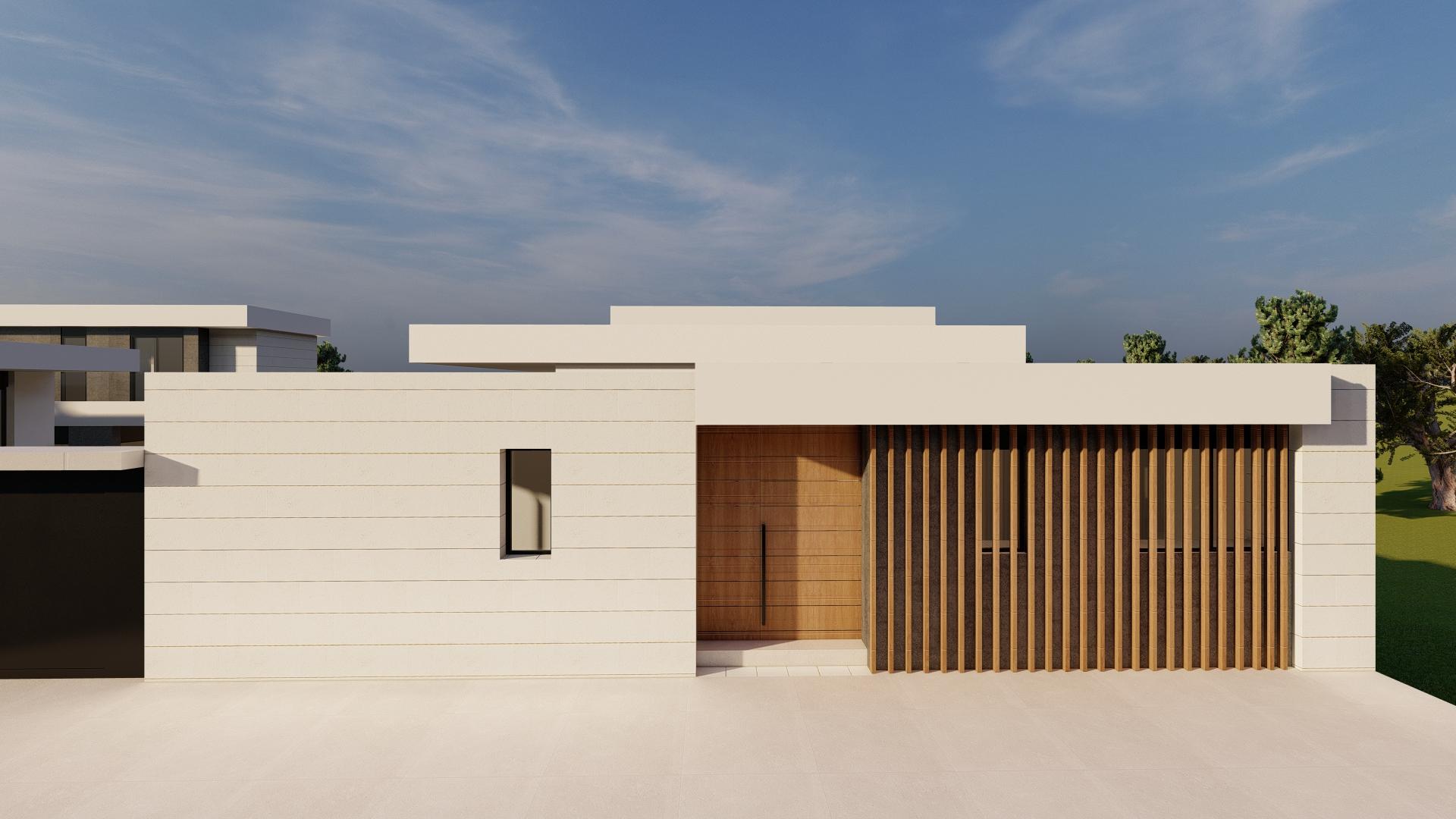 Covered outdoor terrace with space for outdoor seating, new-build villa, Zona Pueblo, Pilar De La Horadada