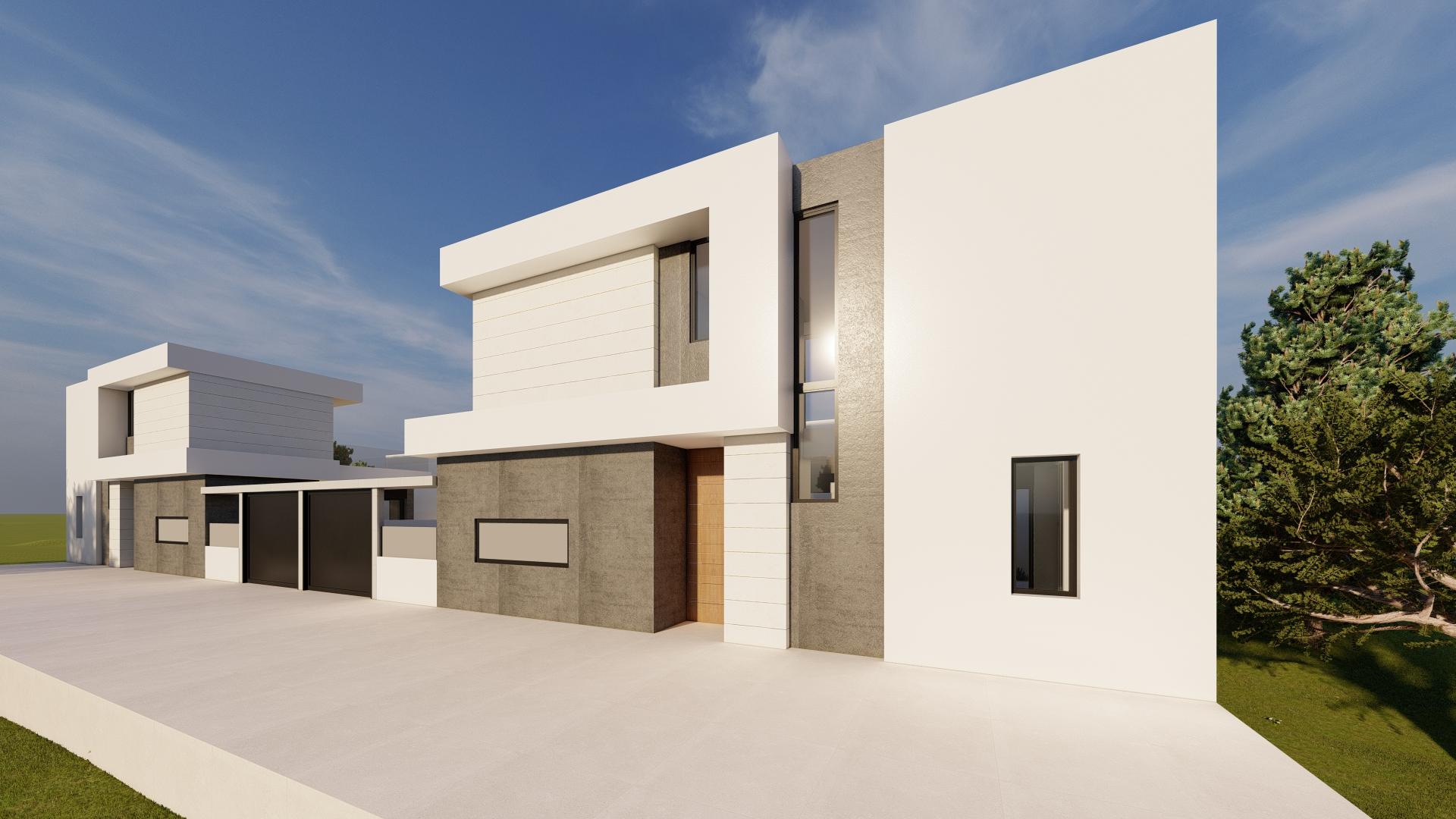 Rear garden and pool area of 3-bedroom new-build villa, Zona Pueblo, Pilar De La Horadada