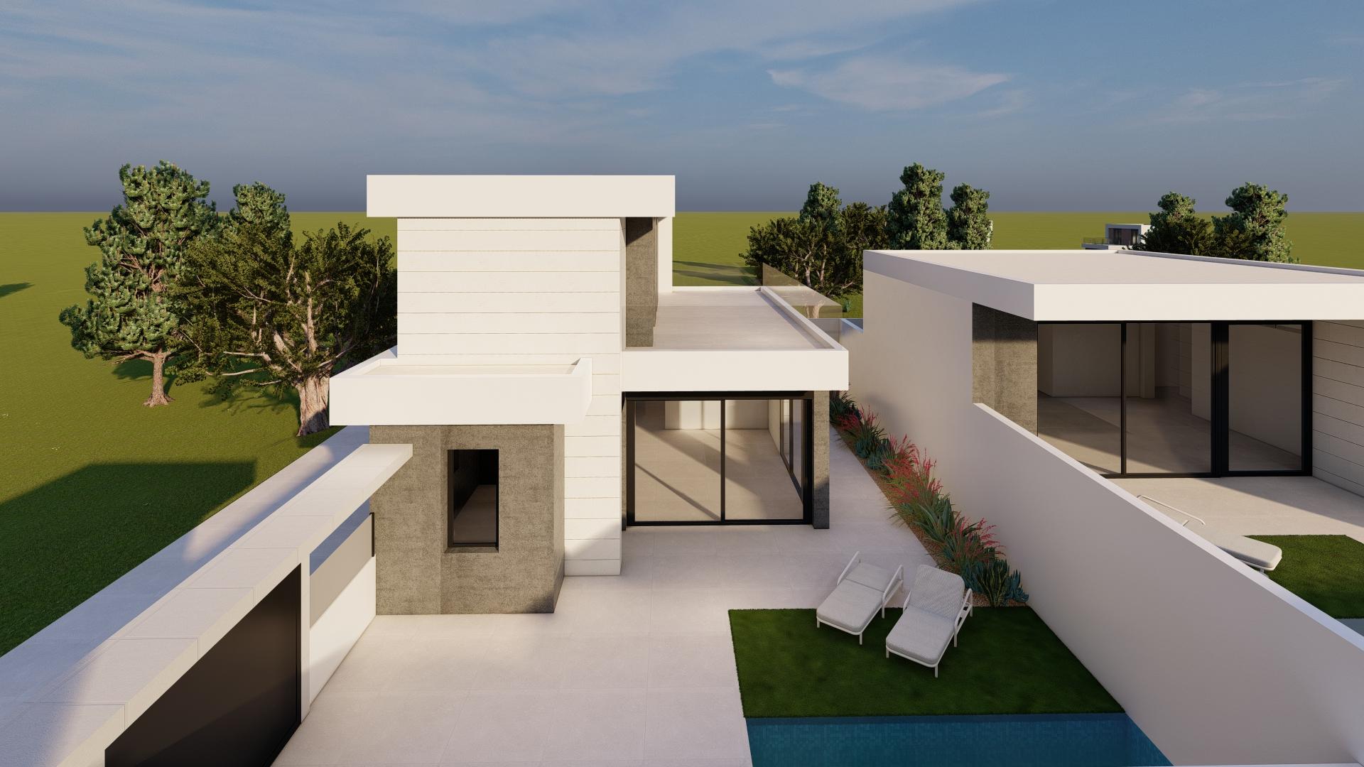 Open-plan living and dining area with porcelain tile flooring in 3-bedroom new-build villa, Zona Pueblo