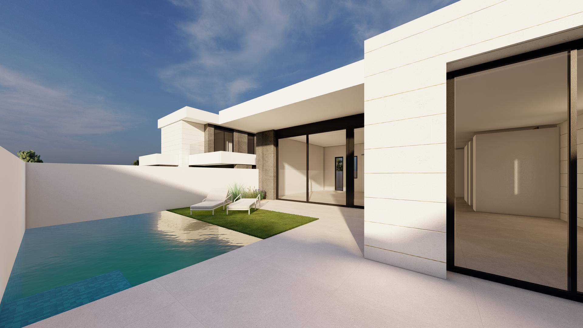 Second bedroom with tiled flooring in 3-bedroom new-build villa, Zona Pueblo, Pilar De La Horadada