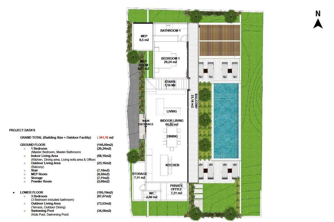 Upper-floor landing in 2-storey villa, Tabanan, Bali
