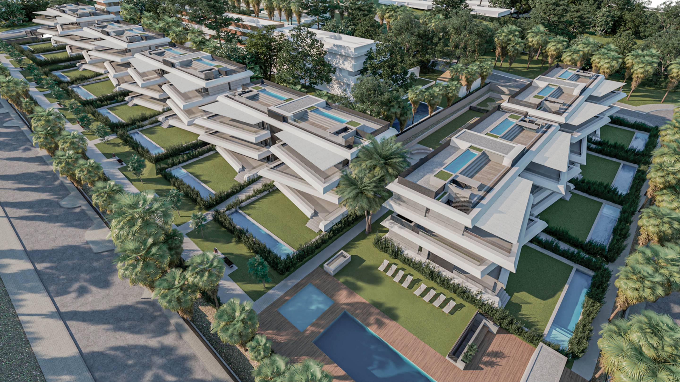 Elevated view of Selwo development site and surroundings, Estepona