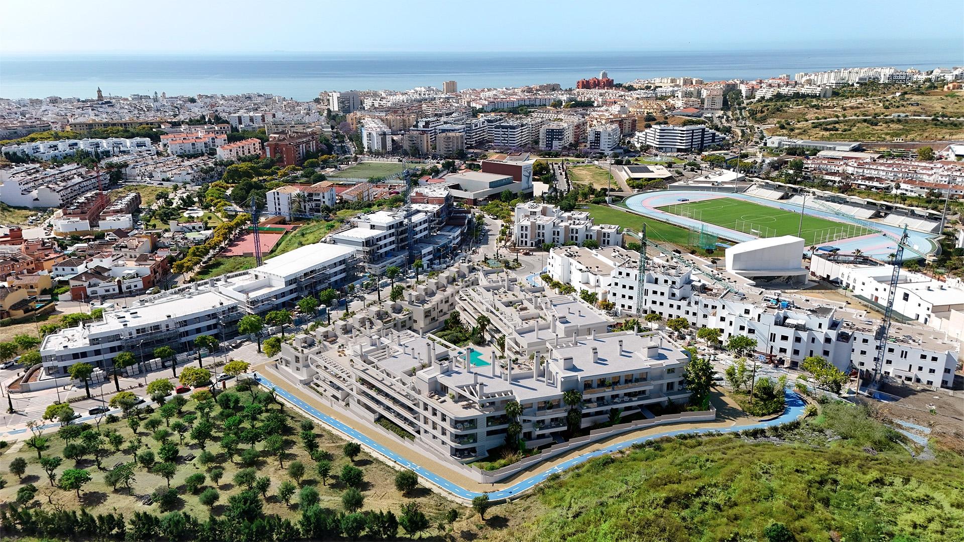 Exterior landscaping and communal areas of new-build development, Zona Calvario