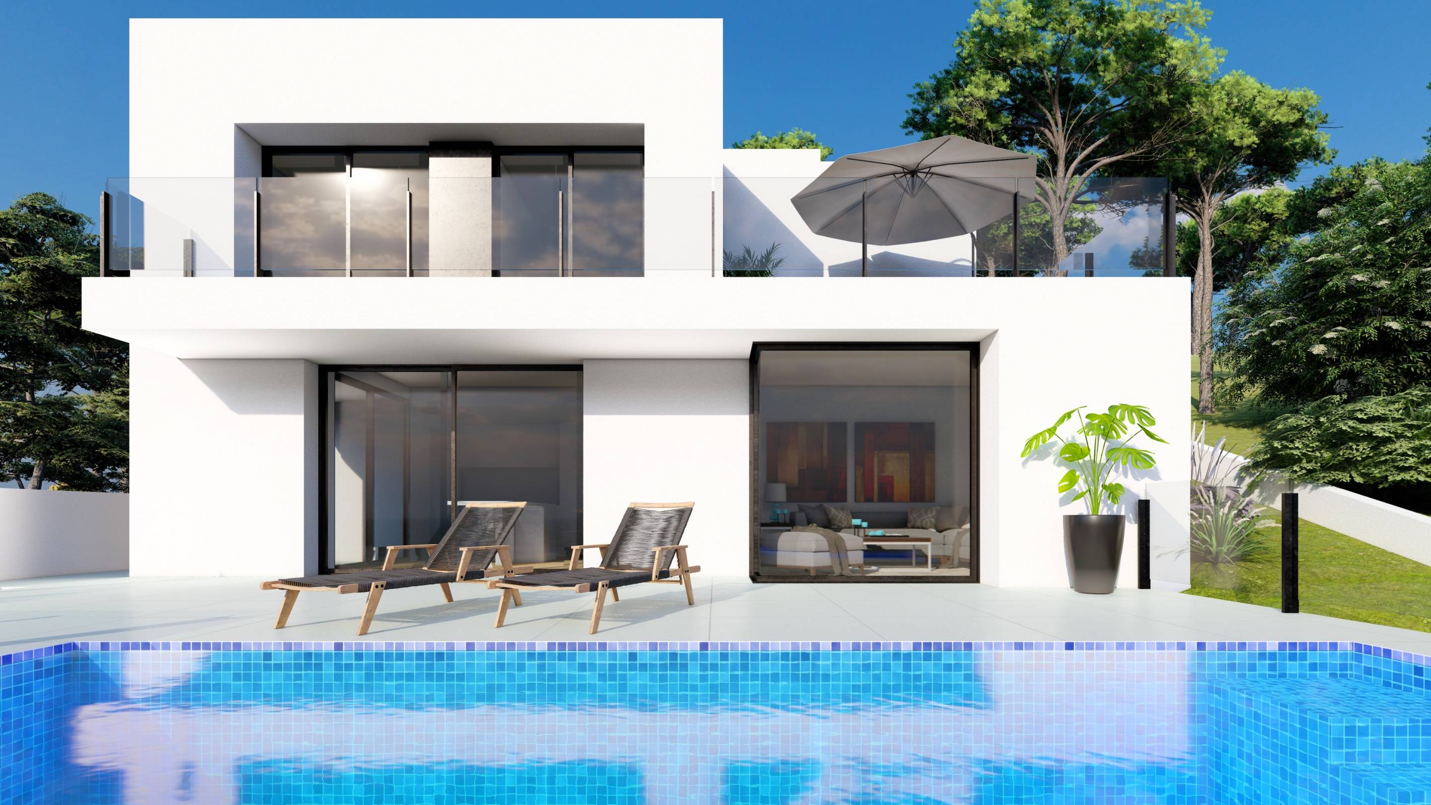 Dining area in 2-bedroom new-build villa, Cumbres del Sol, Benitachell