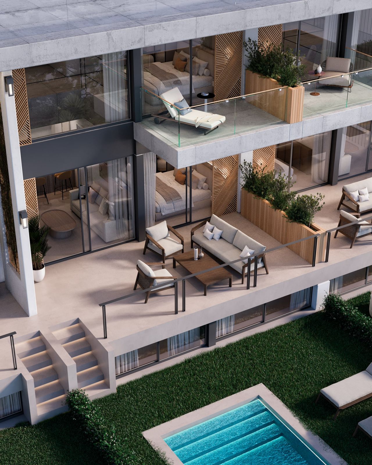 Living area seating detail in 2-bedroom new-build penthouse, La Cerquilla, Marbella