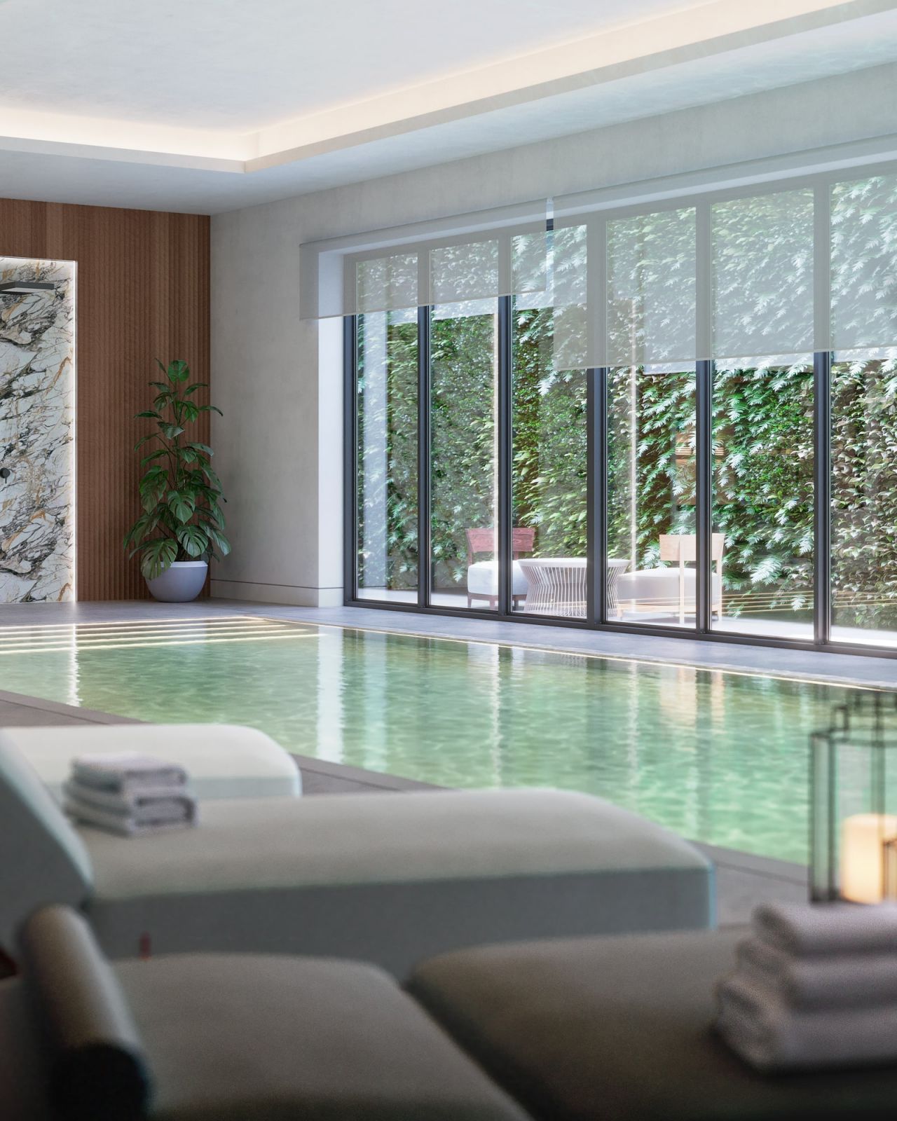 Master bedroom with built-in wardrobes in 2-bedroom penthouse, La Cerquilla, Marbella