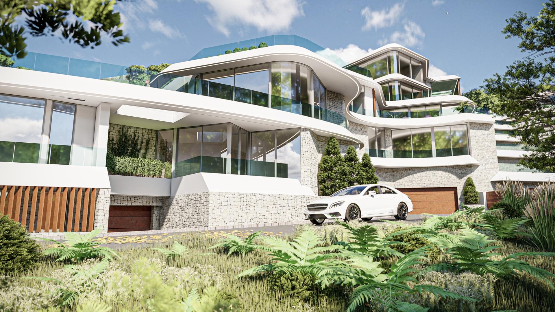 Boundary and exterior land around new-build villa, Puerto, Calpe