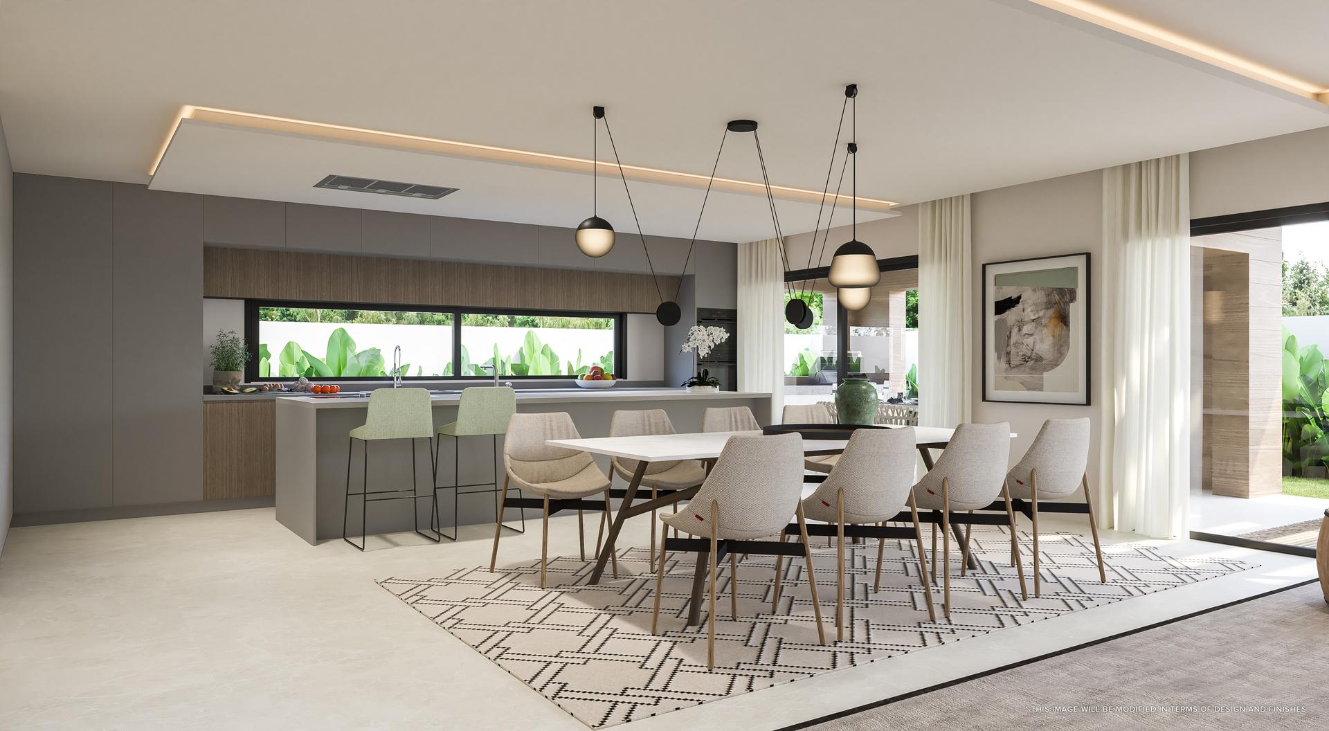Side elevation of 3-bedroom new-build villa showing multiple floors, Riviera del Sol