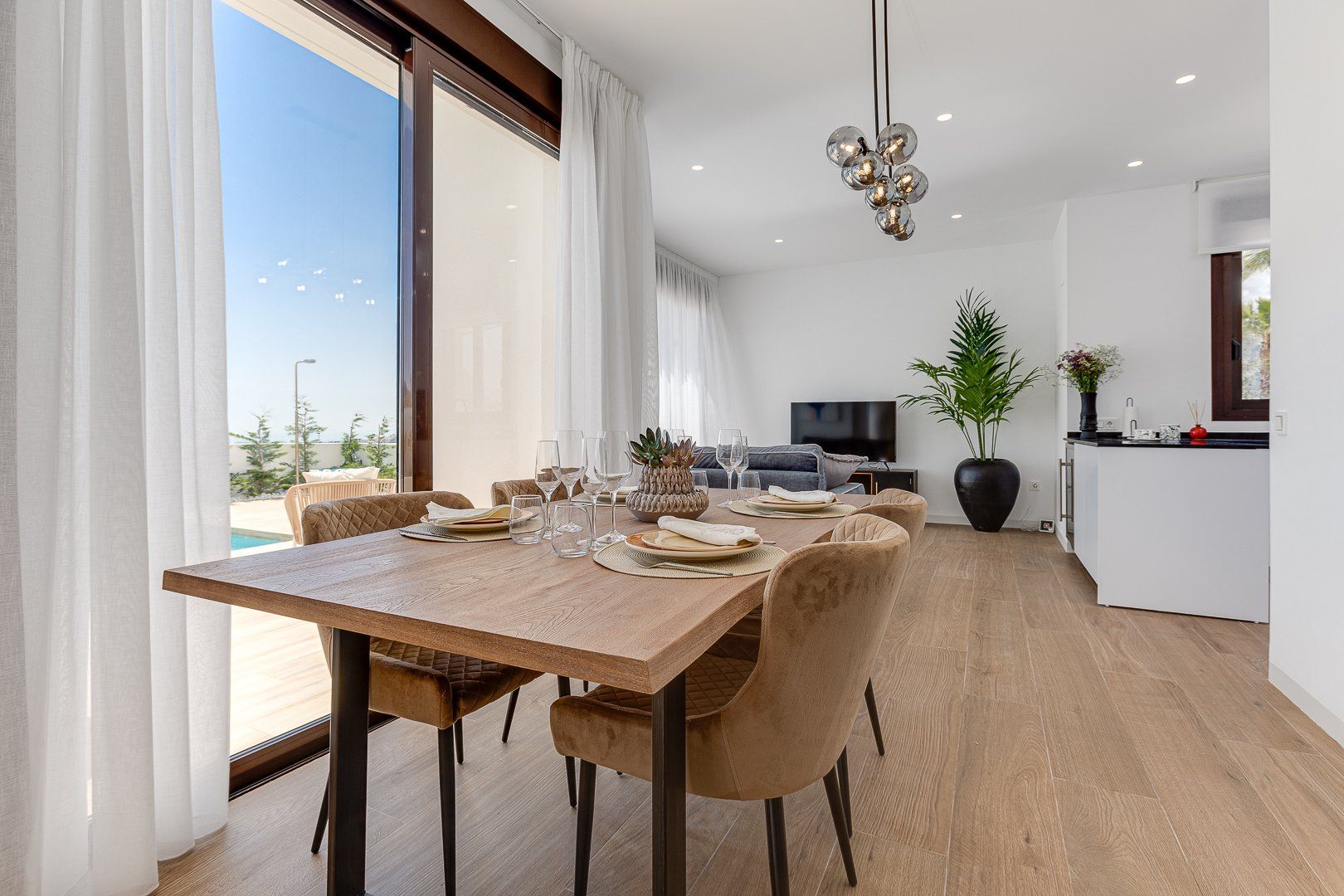 Interior finish detail in living room of new-build villa, Golf Bahía, Finestrat
