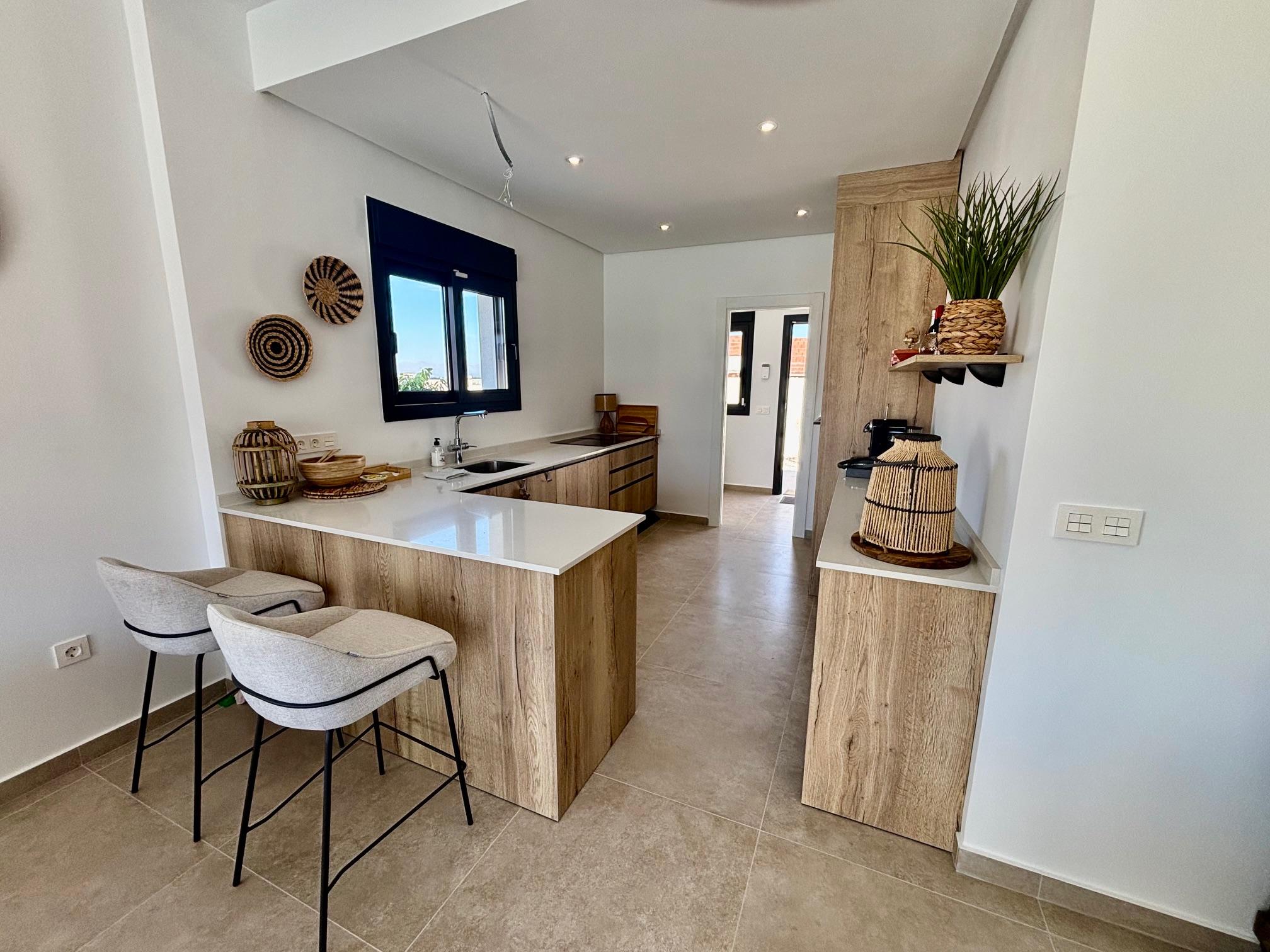 Entrance door and front terrace of 3-bedroom new-build villa in Rafal