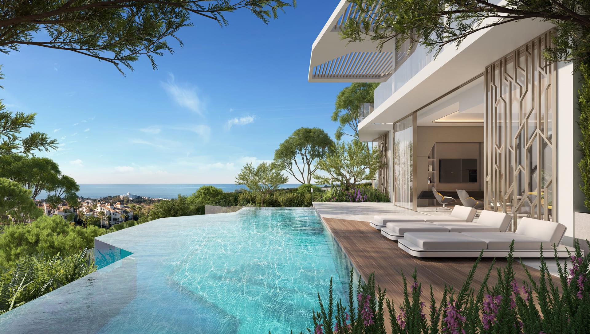 Site plan showing 2,296m2 plot layout of new-build villa, El Paraíso, Benahavis