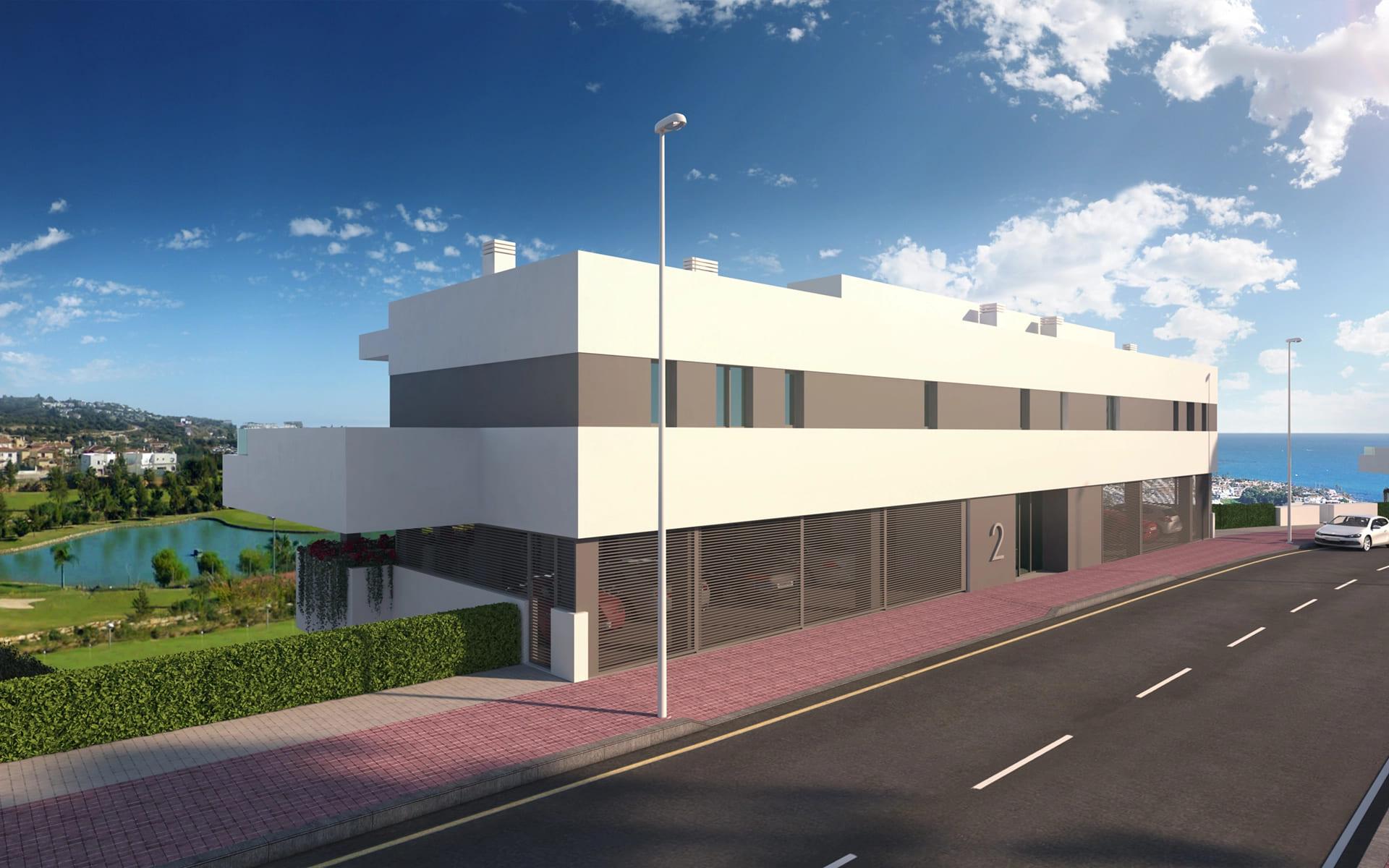 Fitted kitchen with modern units in 1-bedroom new-build apartment, La Cala de Mijas