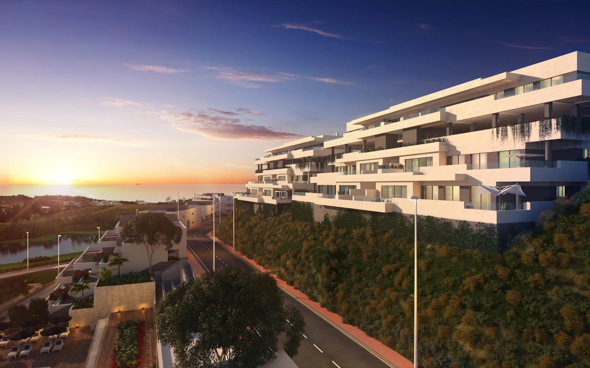 Main bathroom with full suite in 1-bedroom new-build apartment, La Cala de Mijas