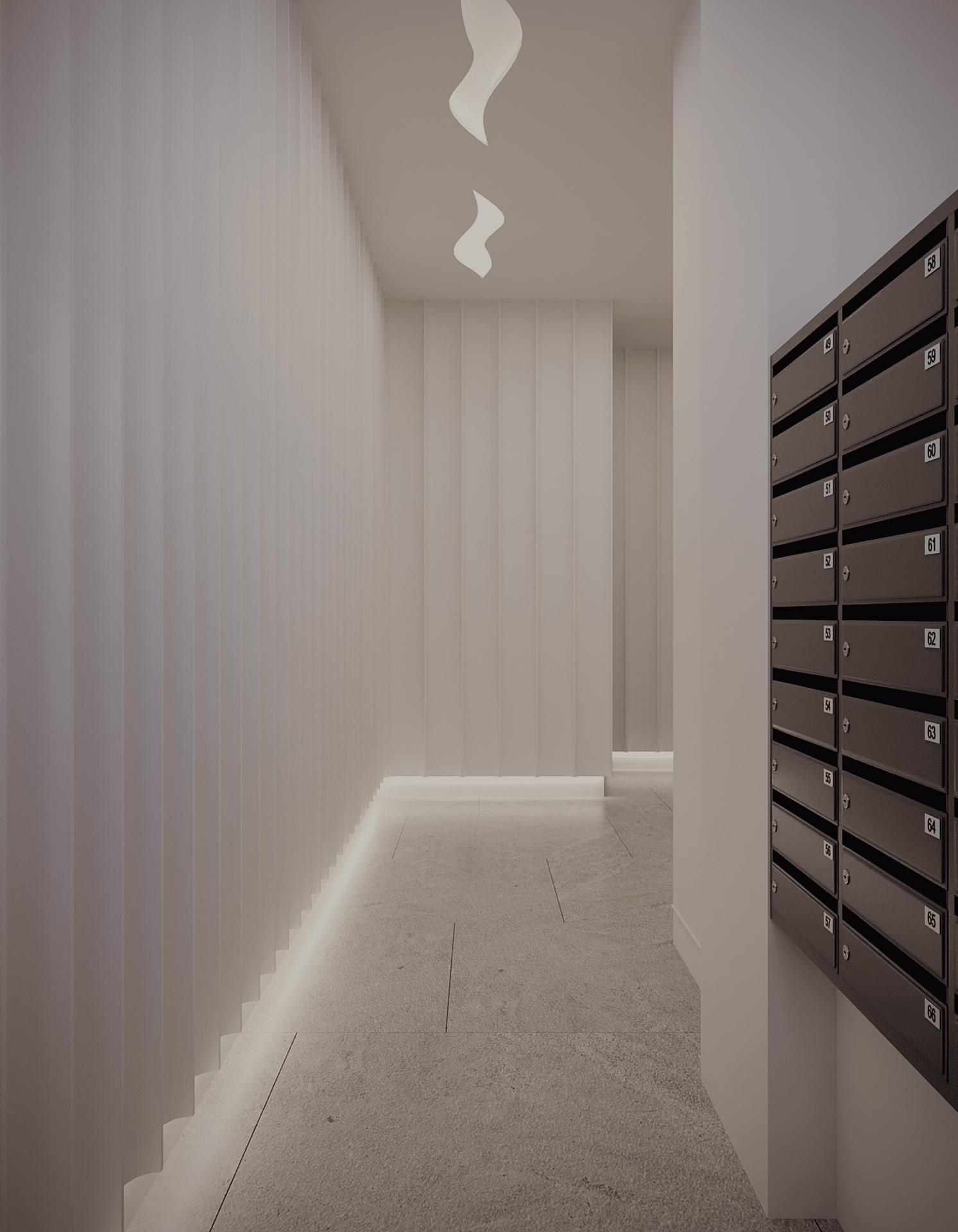 Communal hallway and lift doors inside new-build building, Guardamar Del Segura