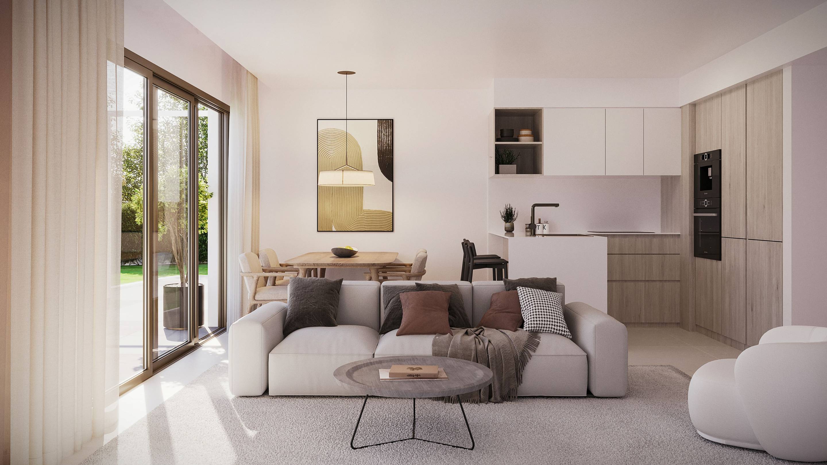 Living room with floor-to-ceiling glazing, penthouse, Parque Central