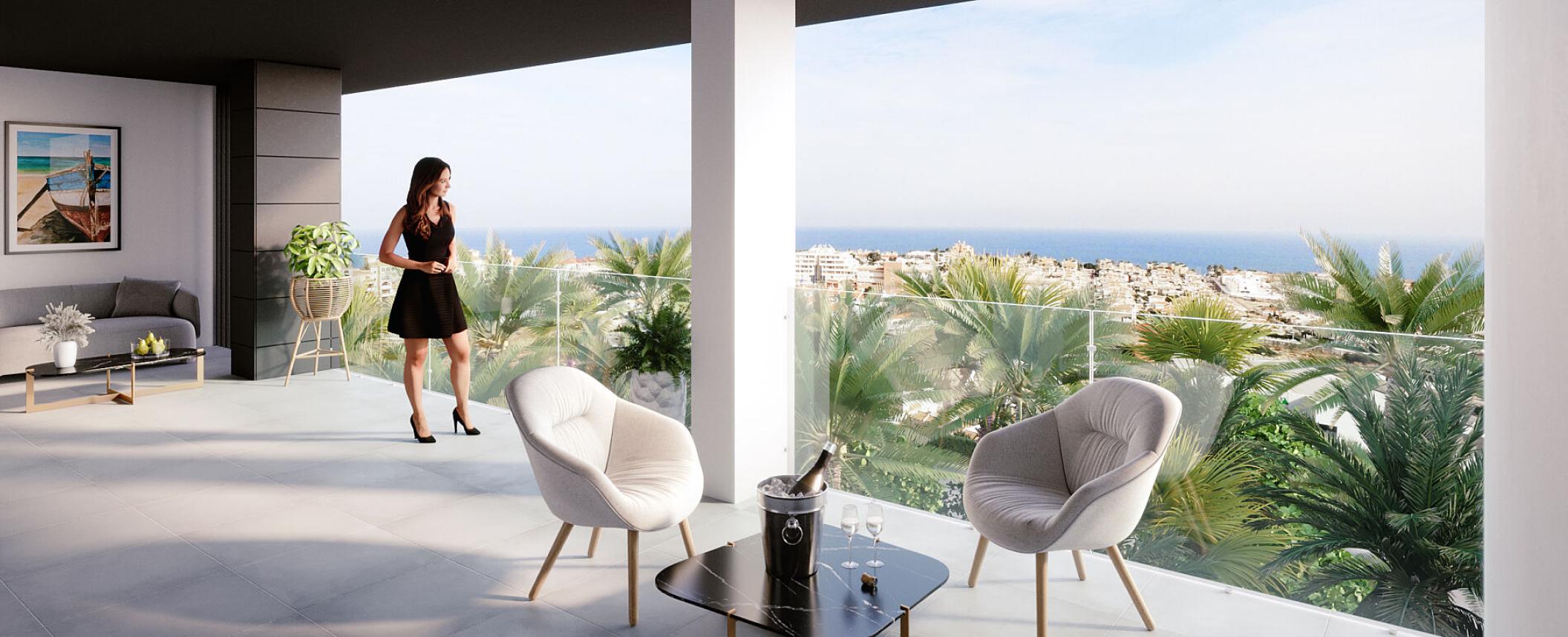 Main bedroom with built-in wardrobes in 3-bedroom penthouse, Torreblanca