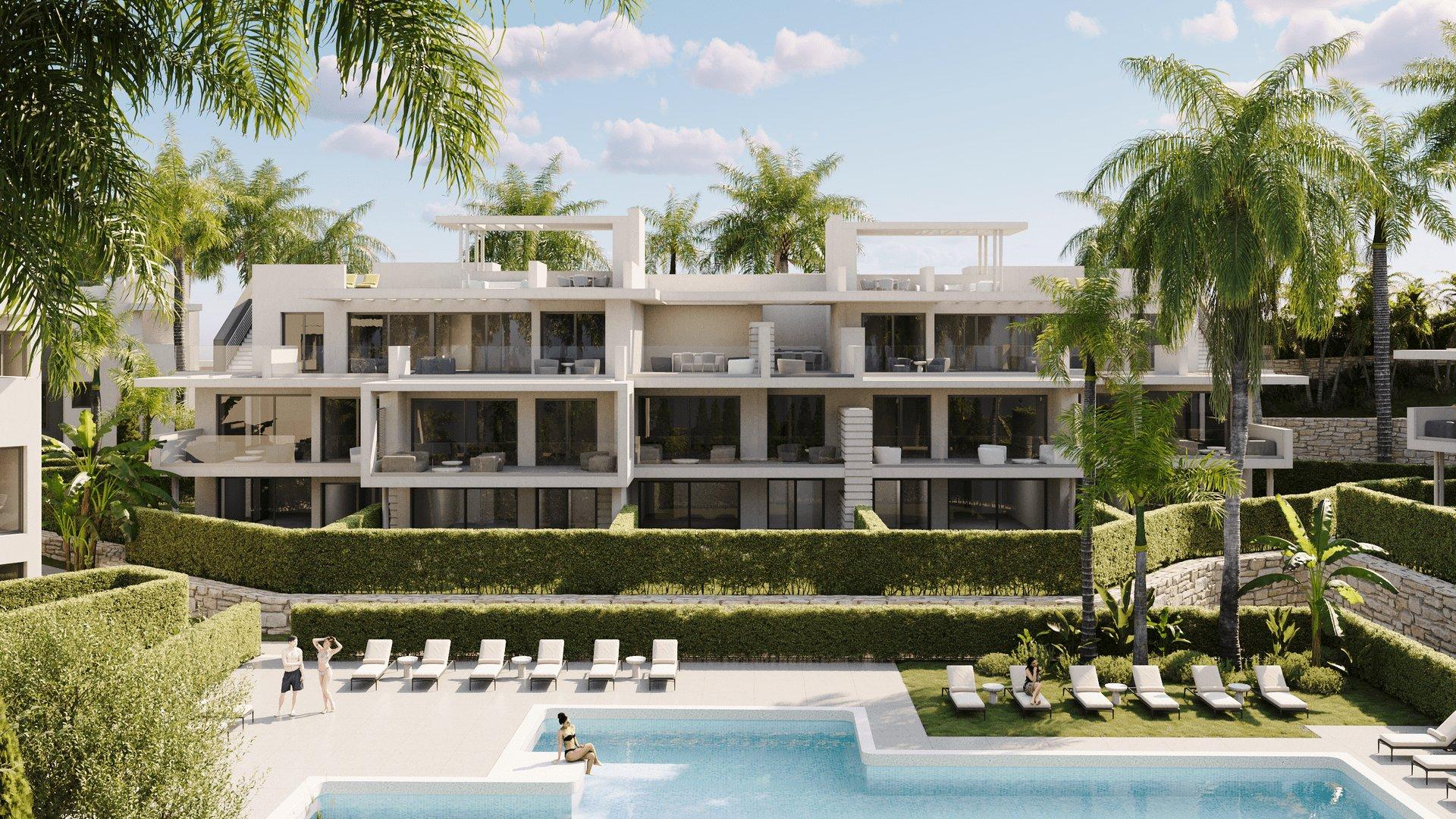 Living area in 2-bedroom apartment, Azata Golf Estepona Oeste