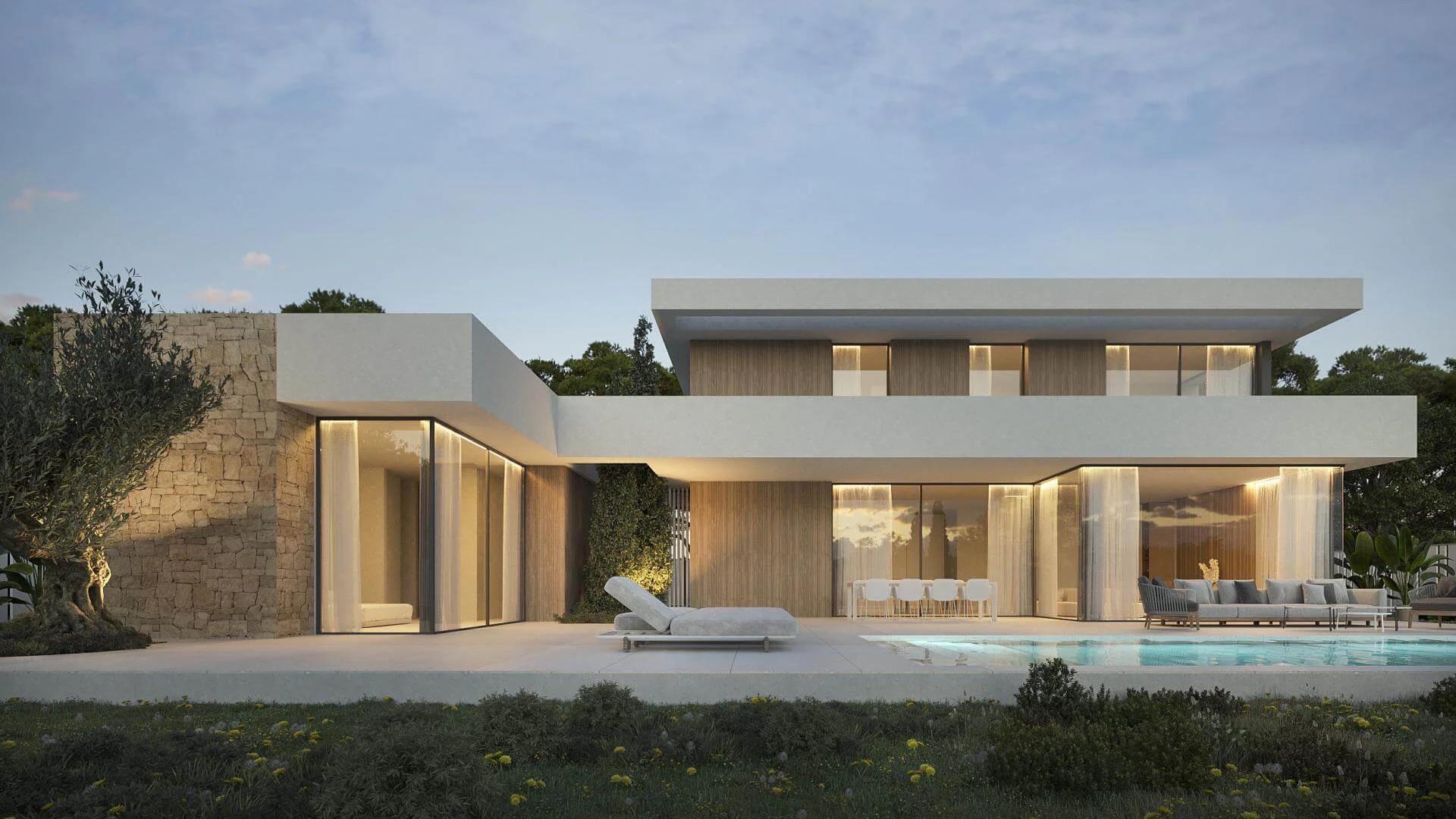 Additional level plan of new-build villa in Benimeit-Tabaira, Moraira showing secondary floor layout