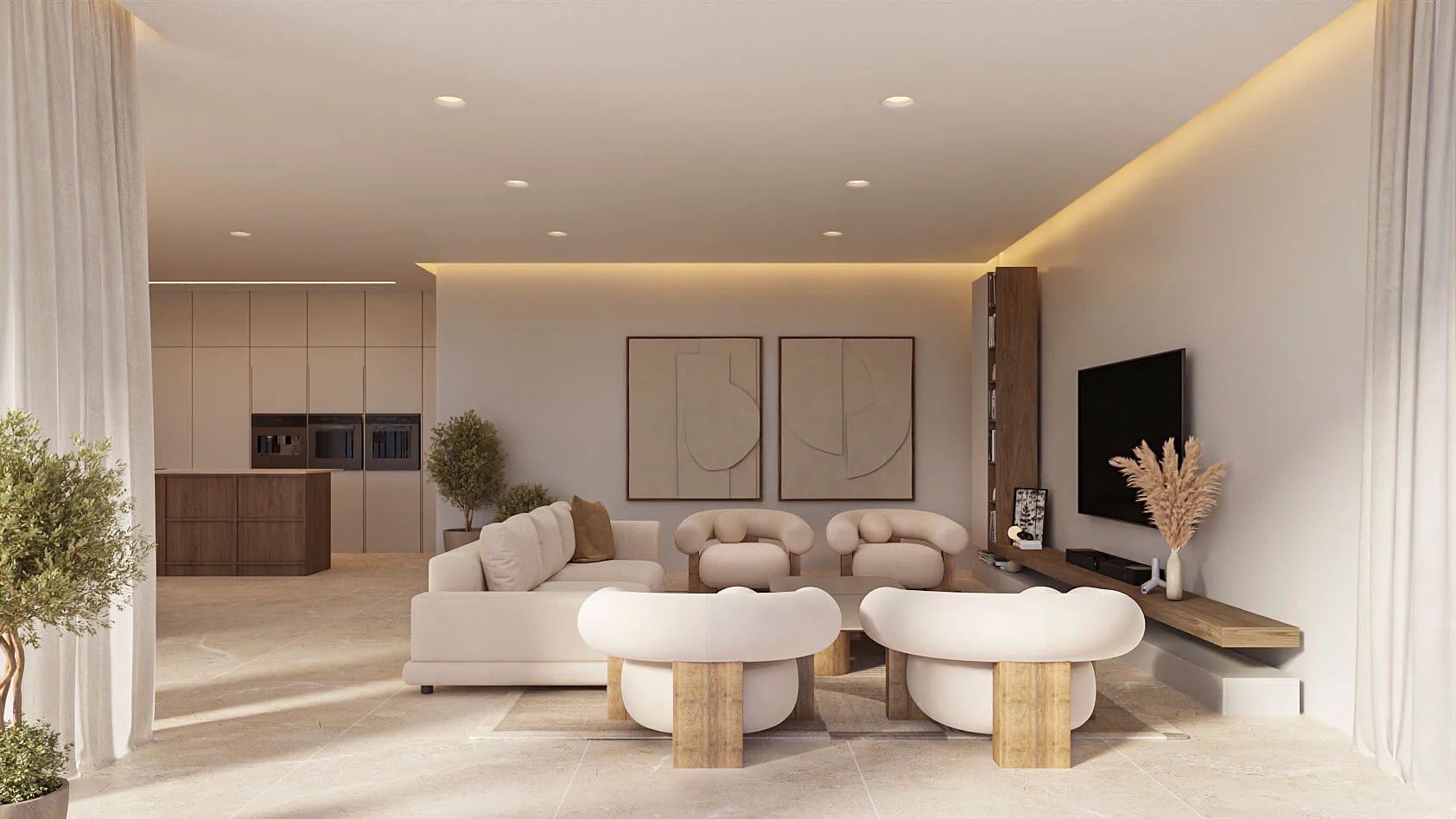 Kitchen area in 4-bedroom new-build villa, Benimeit-Tabaira, Moraira