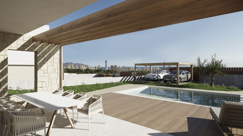 Private parking space within plot boundary of new-build villa, Camporrosso Village, Finestrat