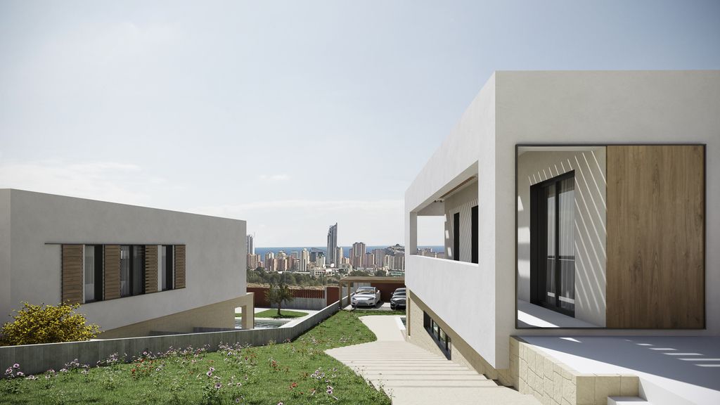 Internal staircase to upper floor in 3-bedroom new-build villa, Camporrosso Village